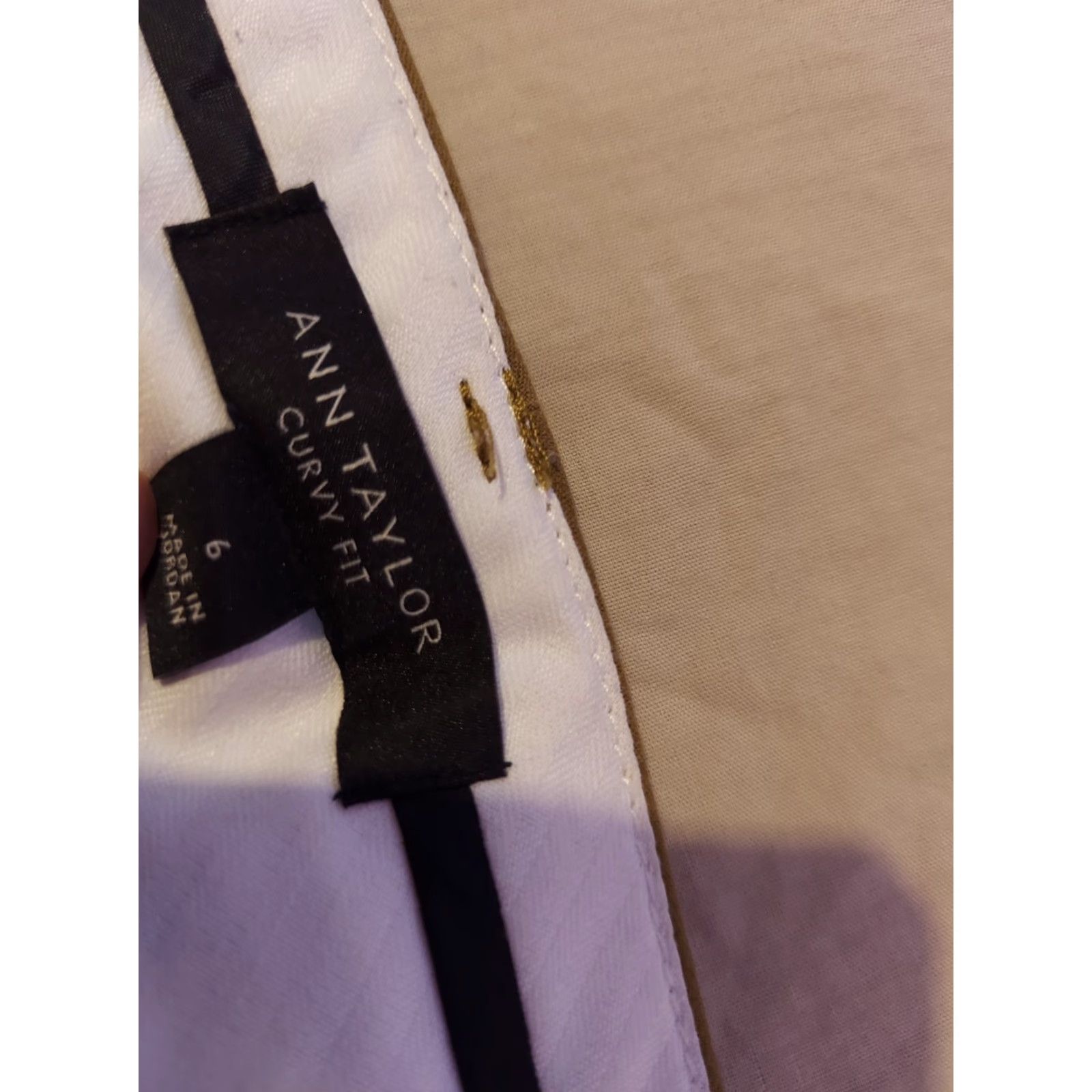 Ann Taylor Womens Ann Taylor Chino Pants 6 Khaki Beige Cotton Flat Front Slacks Trouser Regular Fit Vintage No N/A Size 28" / US 6 / IT 42 - 3 Thumbnail