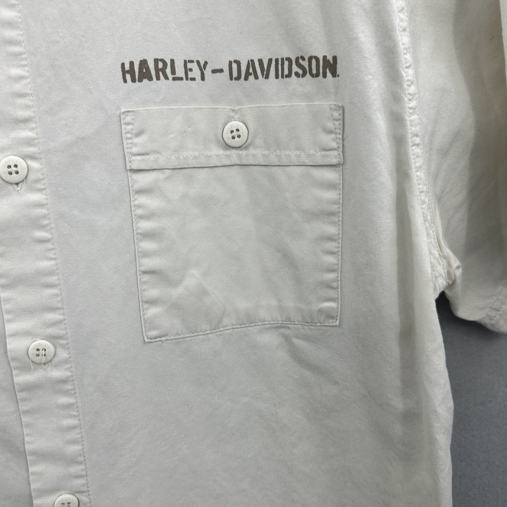 Harley Davidson Harley-Davidson Shirt Men Small Collar Short Sleeve Button Up Logo Biker Motorcycle Ivory Size US S / EU 44-46 / 1 - 4 Thumbnail