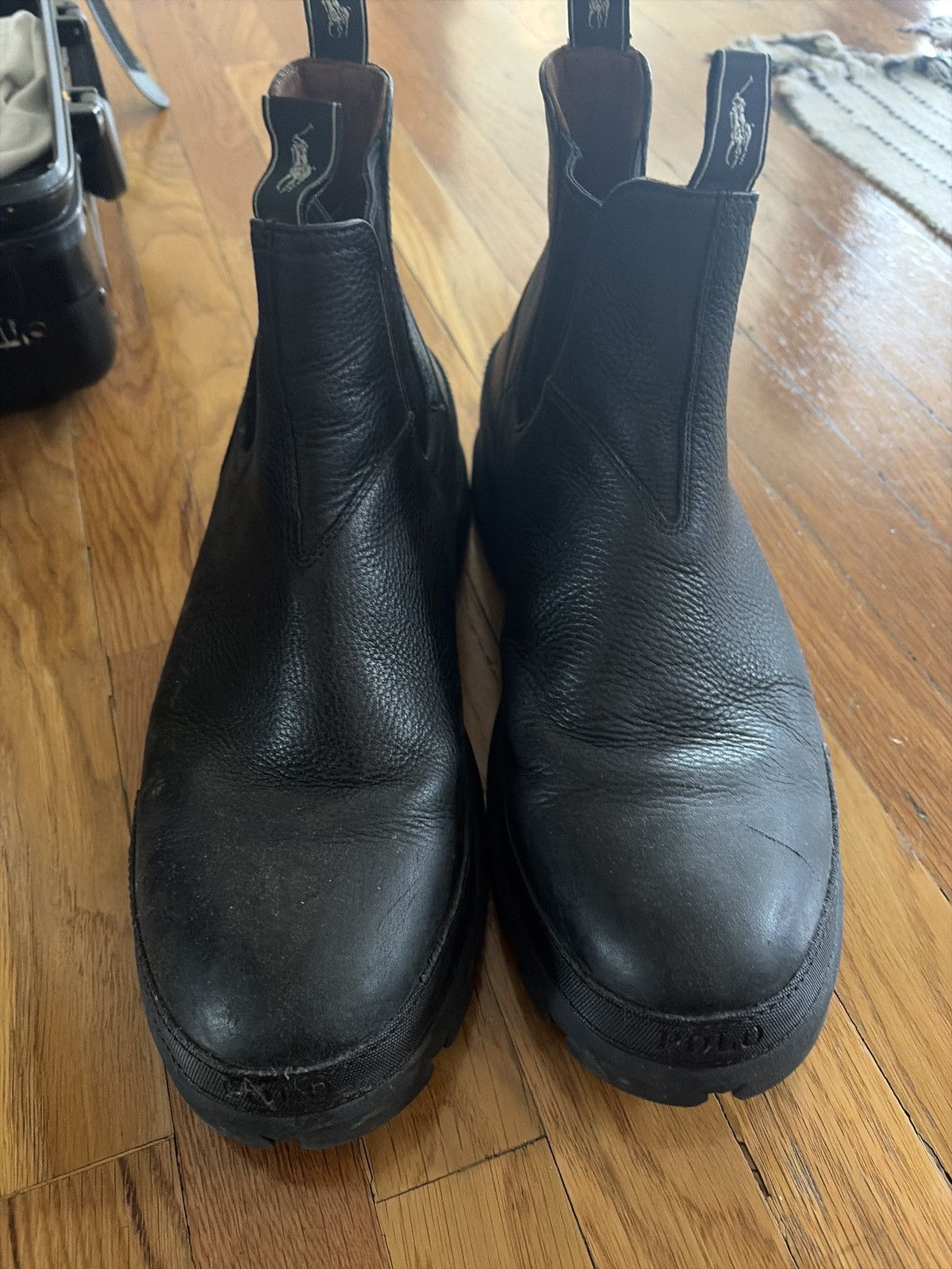 Polo Ralph Lauren Black pull on leather chelsea boots Size US 11 / EU 44 - 2 Thumbnail