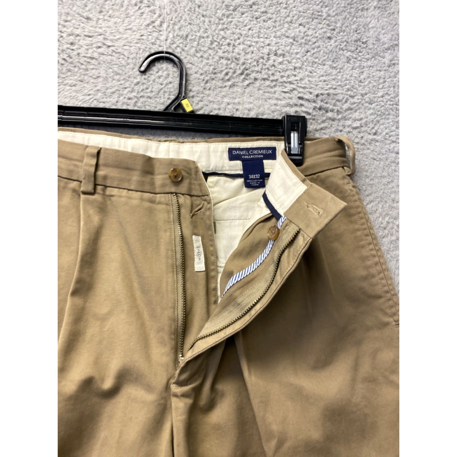 Cremieux Daniel Cremieux Chino Pants Mens 34x33 Light Blue 0104 Flat Front Stretch Cotton Canvas Regular Straight Retro? Size US 34 / EU 50 - 3 Thumbnail