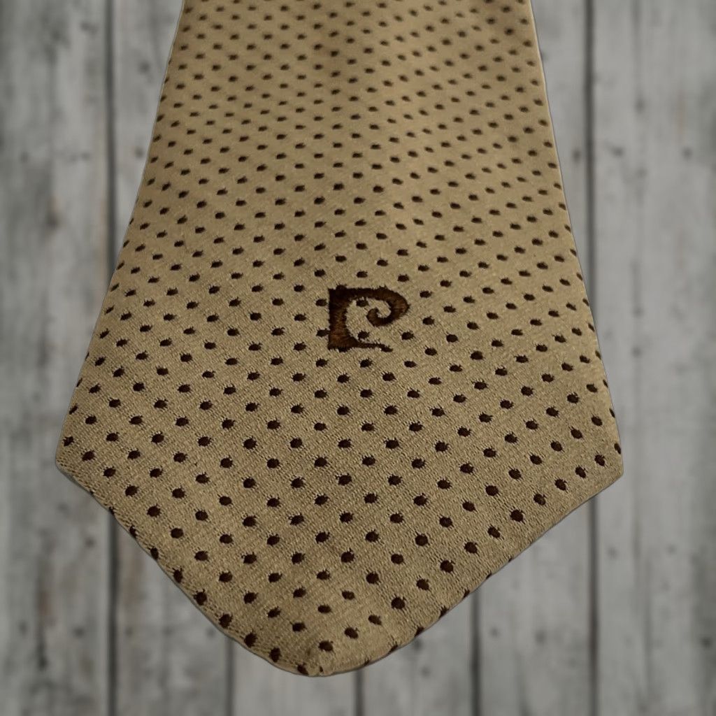 Pierre Cardin Vintage Pierre Cardin Paris NY Men Necktie Polyester Brown w/ Brown Dots Logo Size ONE SIZE - 1 Thumbnail