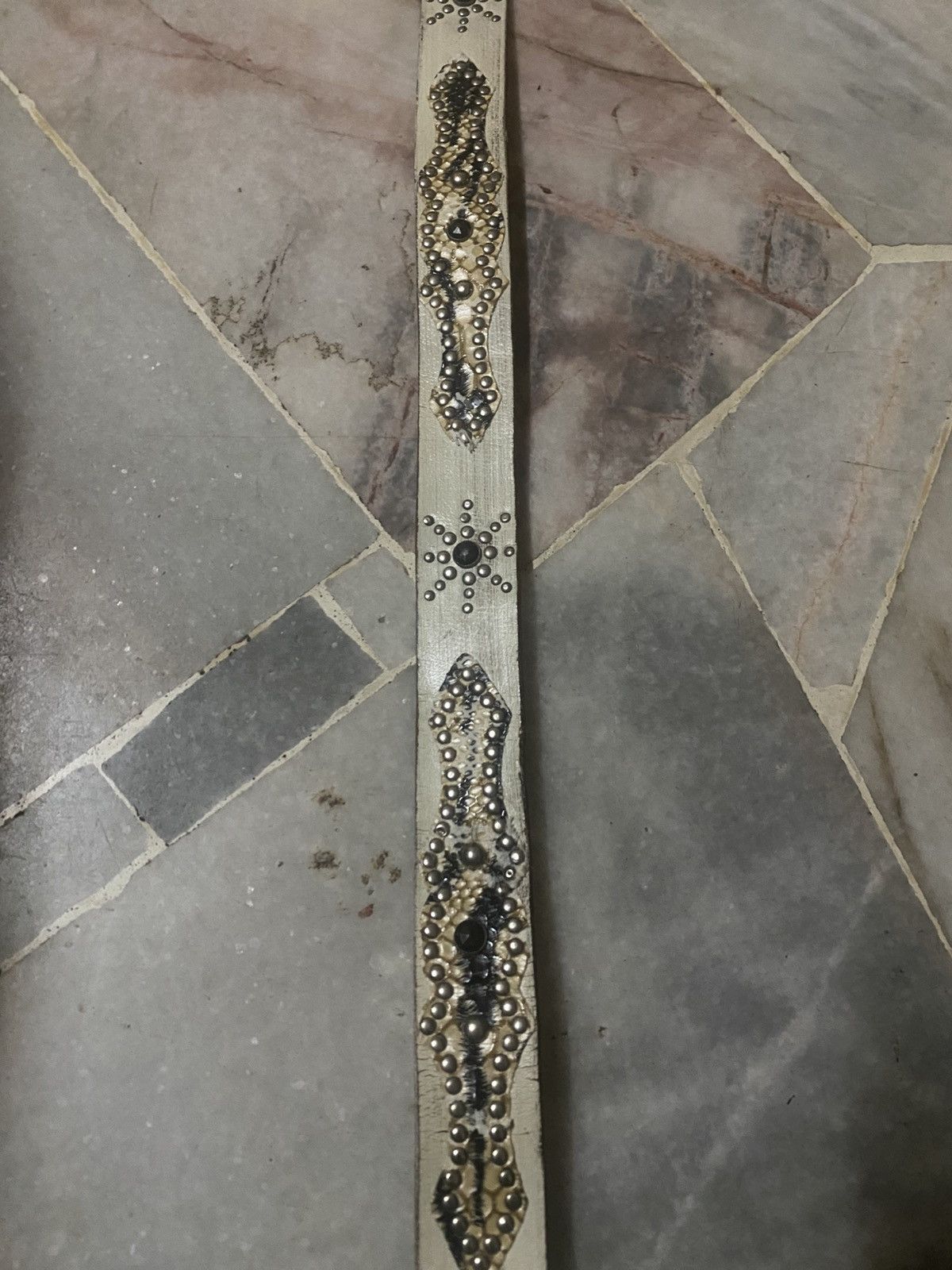 Genuine Leather Fabric Connection Western Style With Snakeskin Studded Belt Size ONE SIZE - 3 Thumbnail
