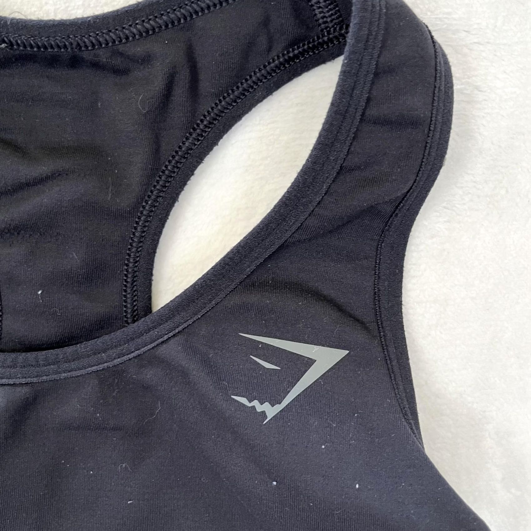 Gymshark Gymshark Sports Bra Womens XS Black Racerback Logo Elastic Band Athletic Size ONE SIZE - 2 Thumbnail