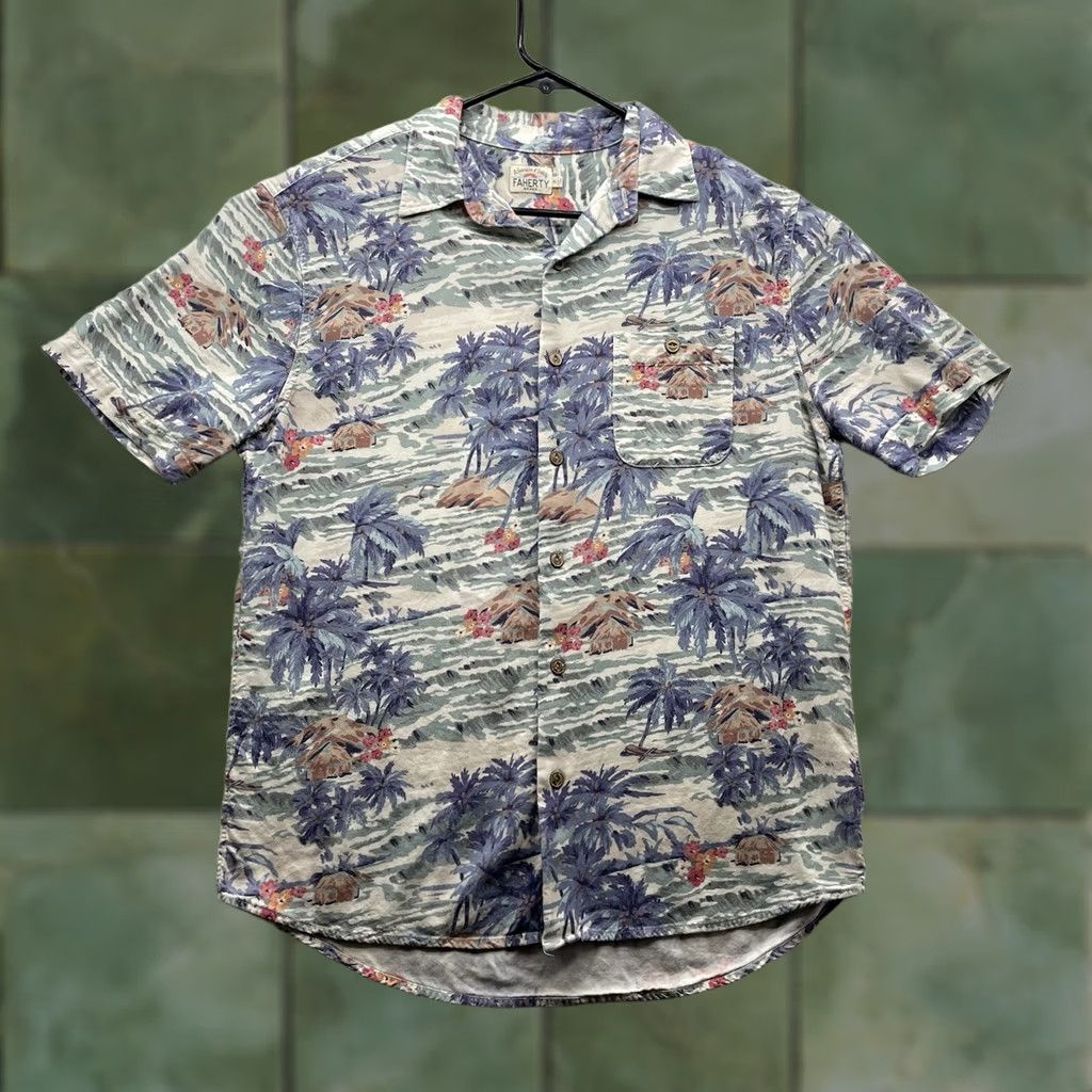 Faherty Faherty Button Up Shirt Mens Medium Floral Tropical Hawaiian Beach Rayon Dad Size US M / EU 48-50 / 2 - 1 Thumbnail
