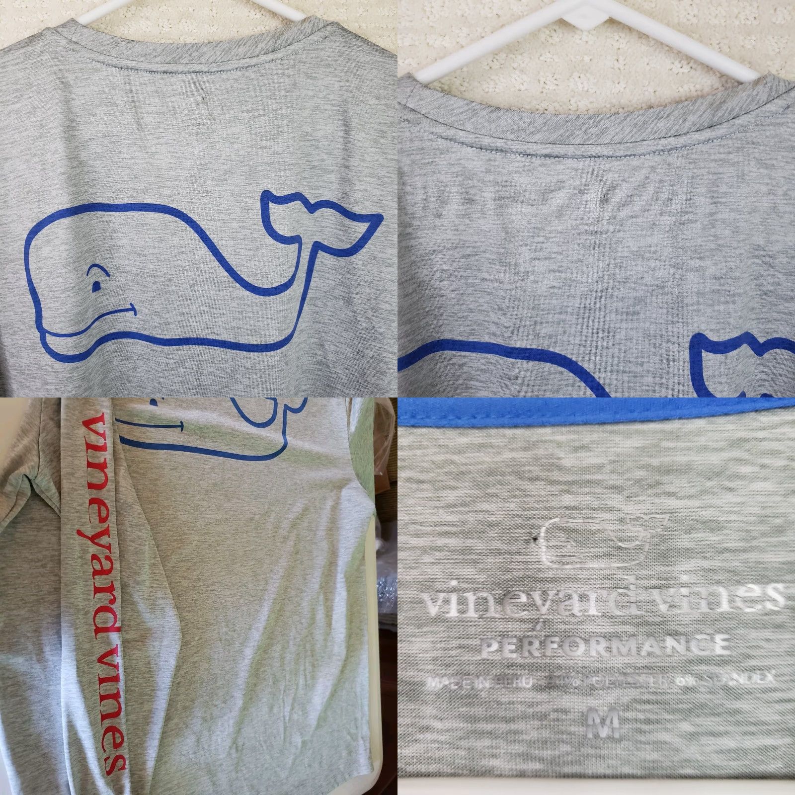 Vineyard Vines Vineyard Vines Men's M Gray Whale Logo Long Sleeve Tee Stretchy Polyester Spandex Shirt Size US M / EU 48-50 / 2 - 8 Thumbnail