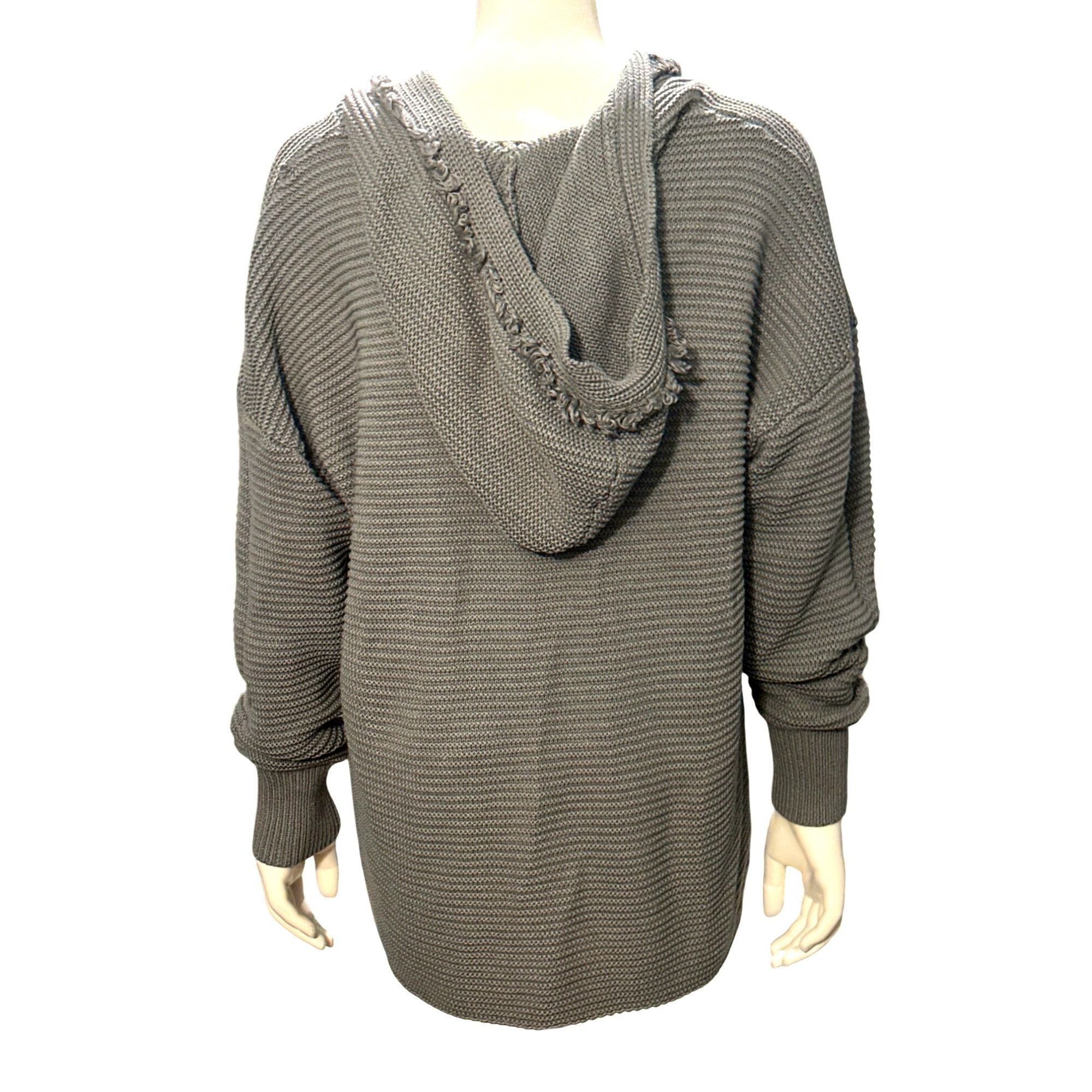 Other CCC Long Sleeve Hoodie Ribbed Cozy Gray Knit Pullover Sweate Size L / US 10 / IT 46 - 5 Thumbnail