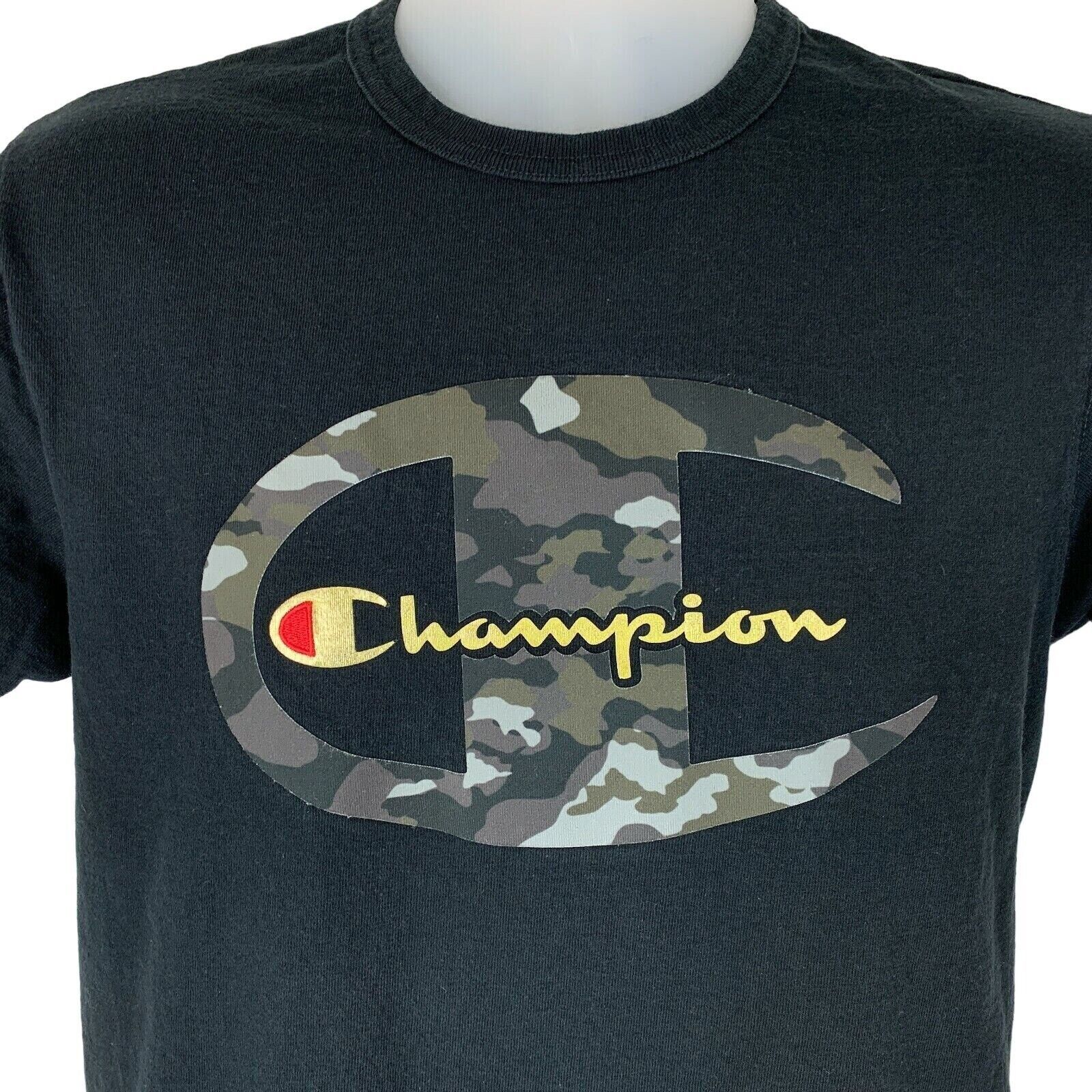 Champion Champion Camouflage T Shirt Big Logo Camo Crewneck Black M Size US M / EU 48-50 / 2 - 1 Thumbnail
