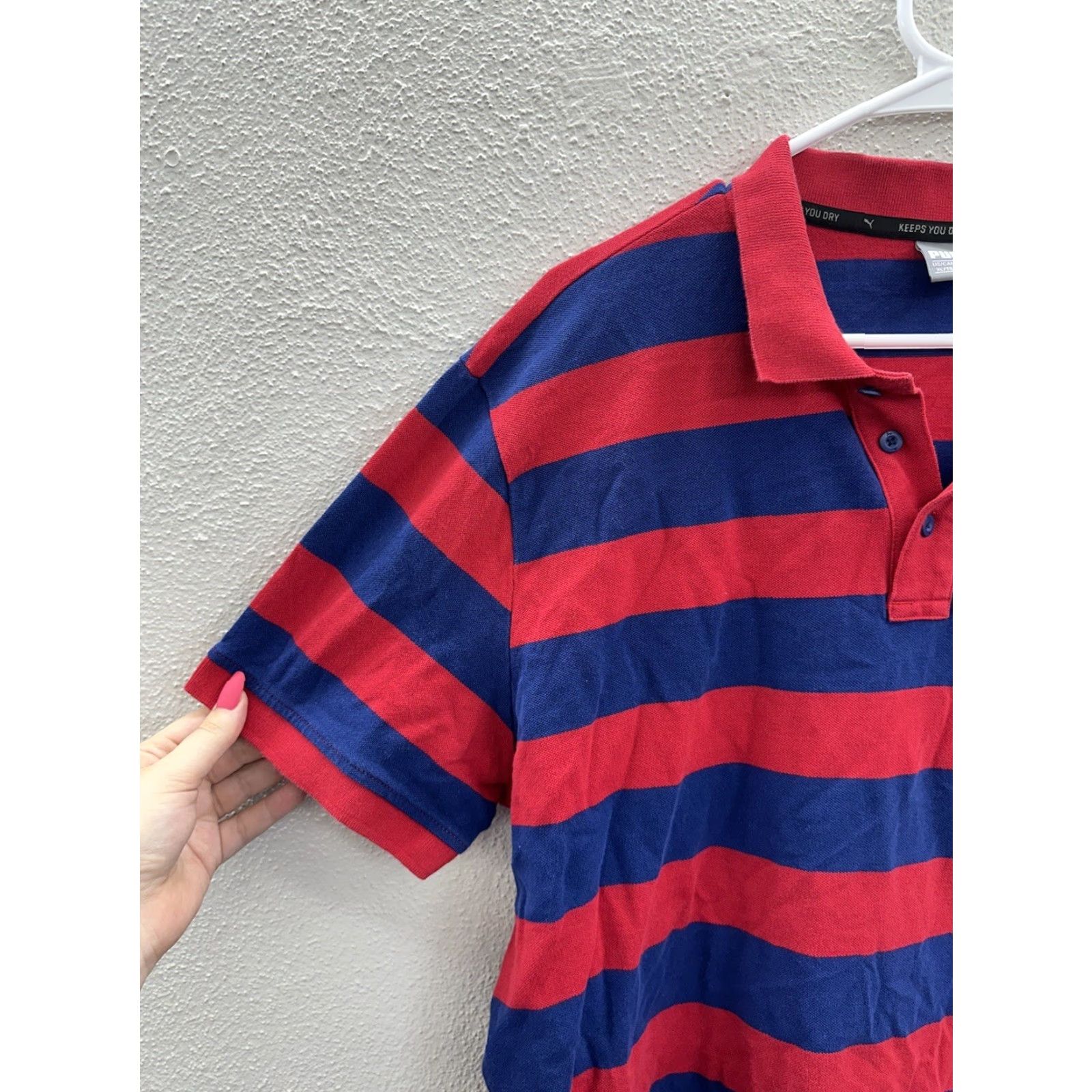 Puma Puma Mens Polo Shirt XL Blue Red Striped Short Sleeve Collared Polo Shirt Regular Fit Men's Polo Shirt - 100% Cotton, Machine Washable Size US XL / EU 56 / 4 - 2 Thumbnail