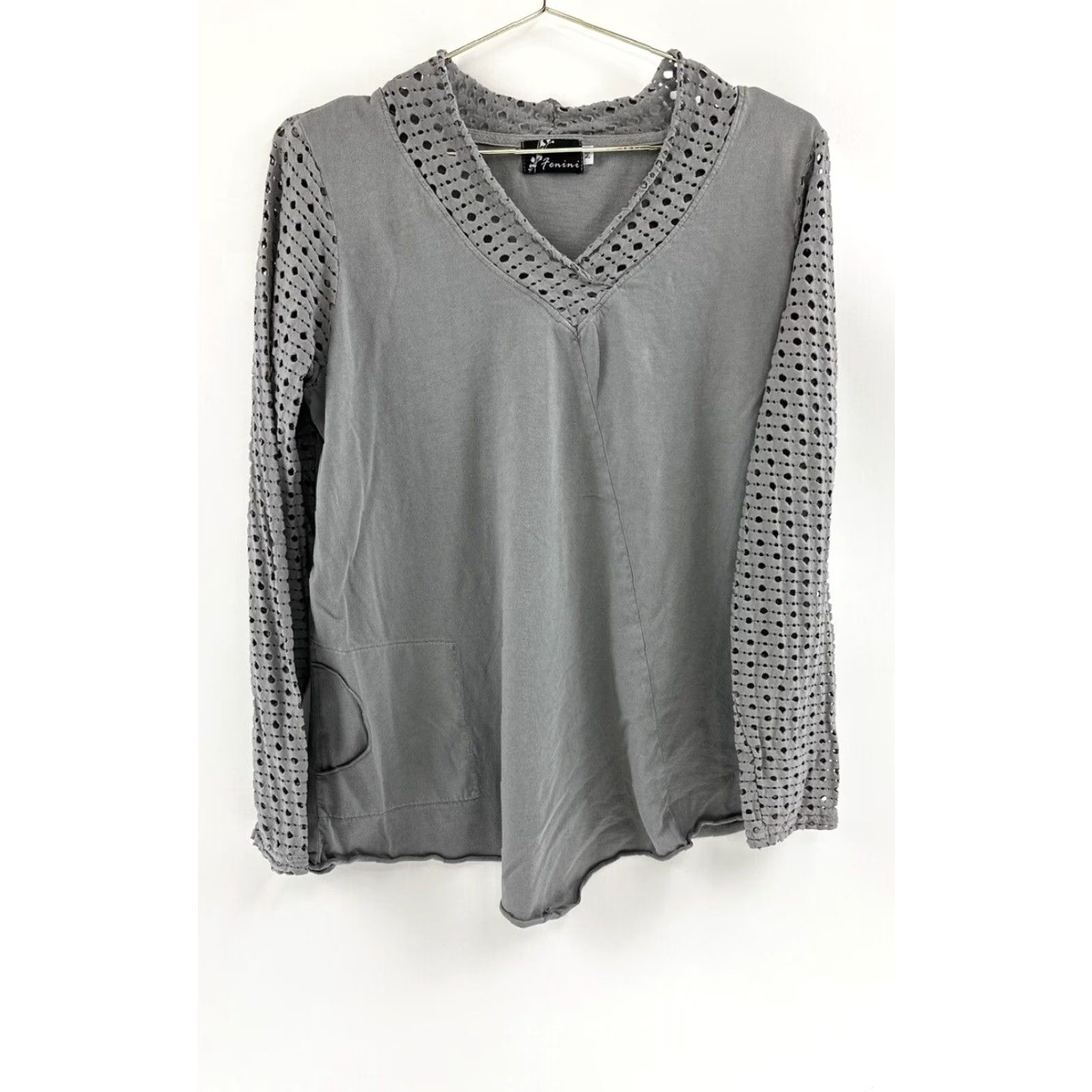 Vintage VINTAGE Fenini Shirt Women’s M Medium Grey Blouse Top Size M / US 6-8 / IT 42-44 - 2 Thumbnail