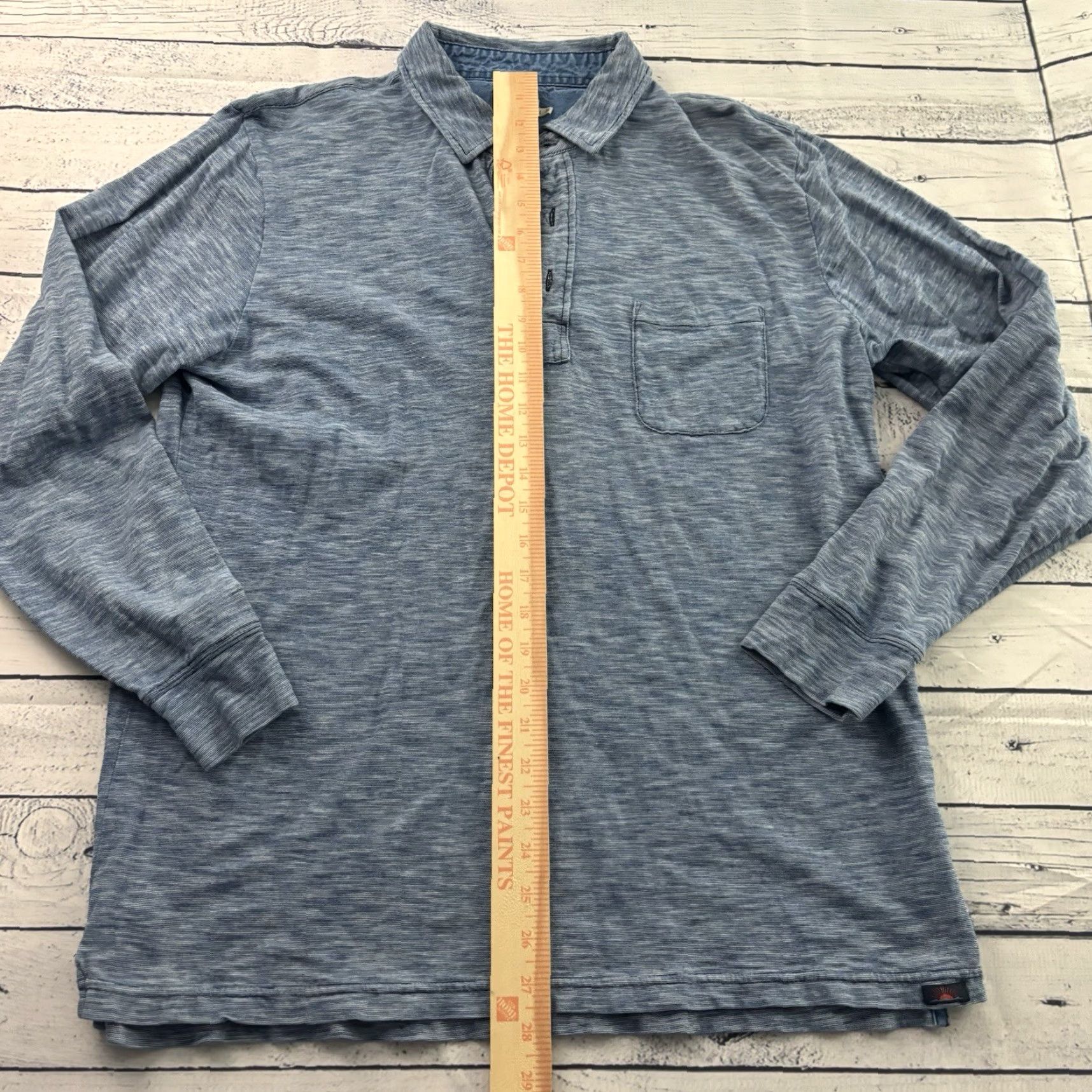 Faherty Faherty Long Sleeve Button Front Rugby Shirt Men's Large Blue Size US L / EU 52-54 / 3 - 3 Thumbnail