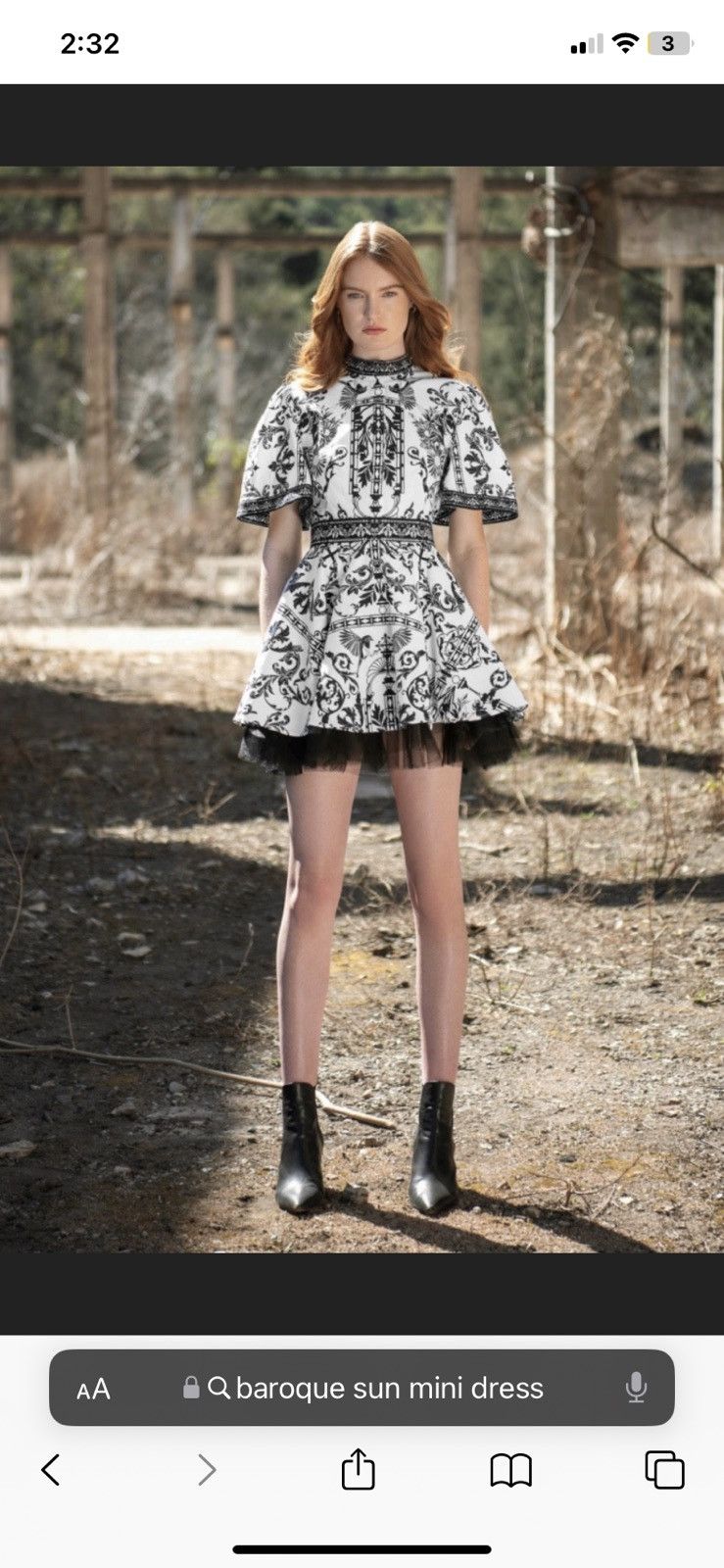 image of Baroque Sun Mini Dress Leo Lin Premium Designer Black &white, Women's (Size Large)
