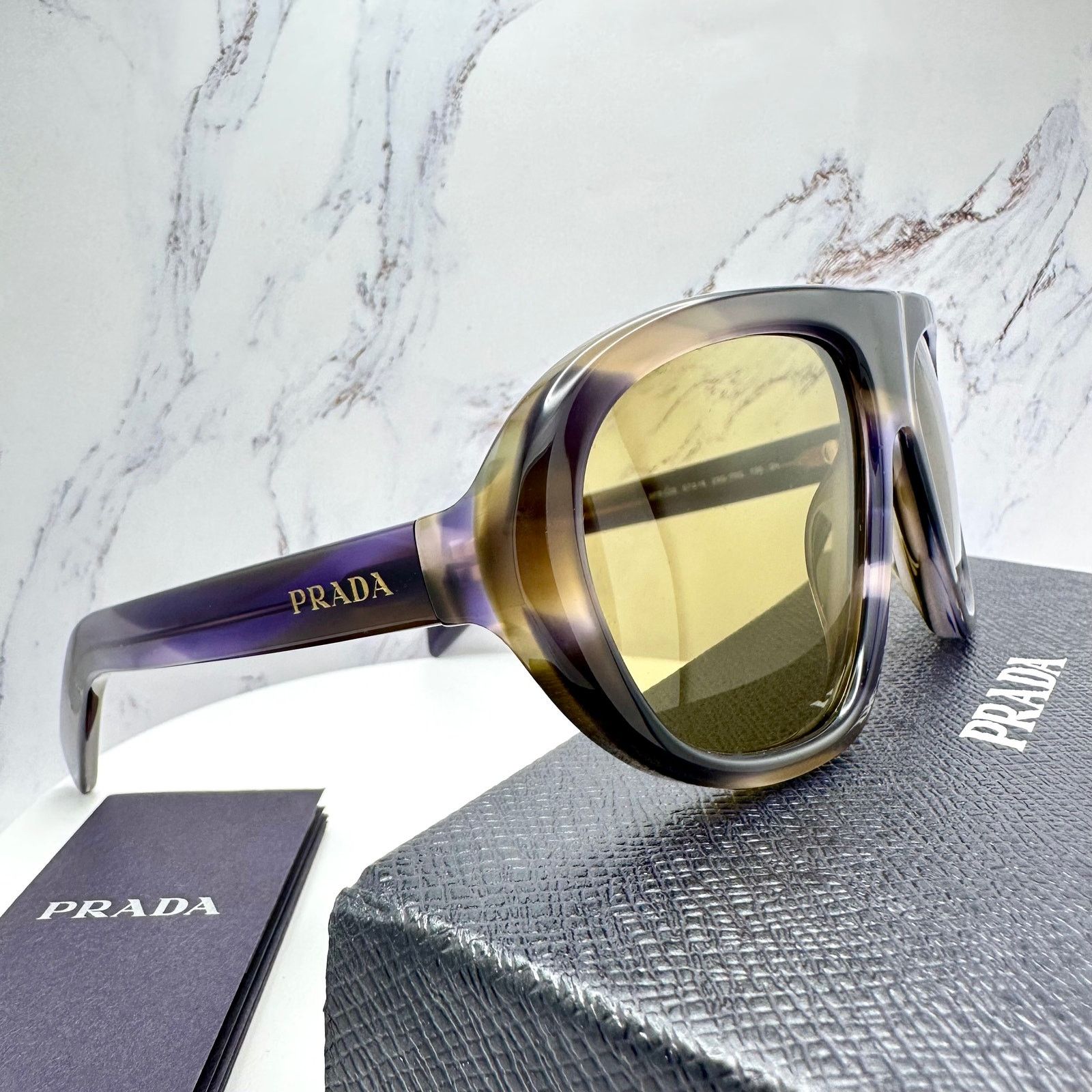 Prada New PRADA Sunglasses Brown Striped Laguna Aviator Shield Size ONE SIZE - 15 Thumbnail