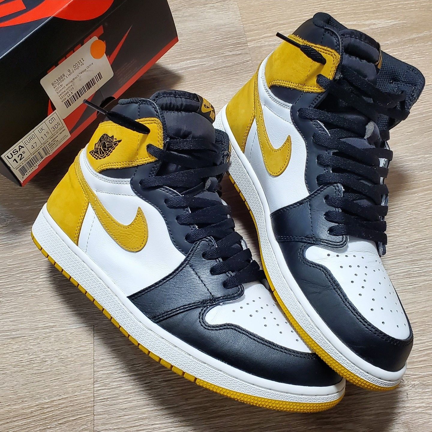 Jordan Brand × Nike Size 12.5 Jordan 1 High Best Hand In Game Yellow Ochre 2018 Size US 12.5 / EU 45-46 - 2 Thumbnail