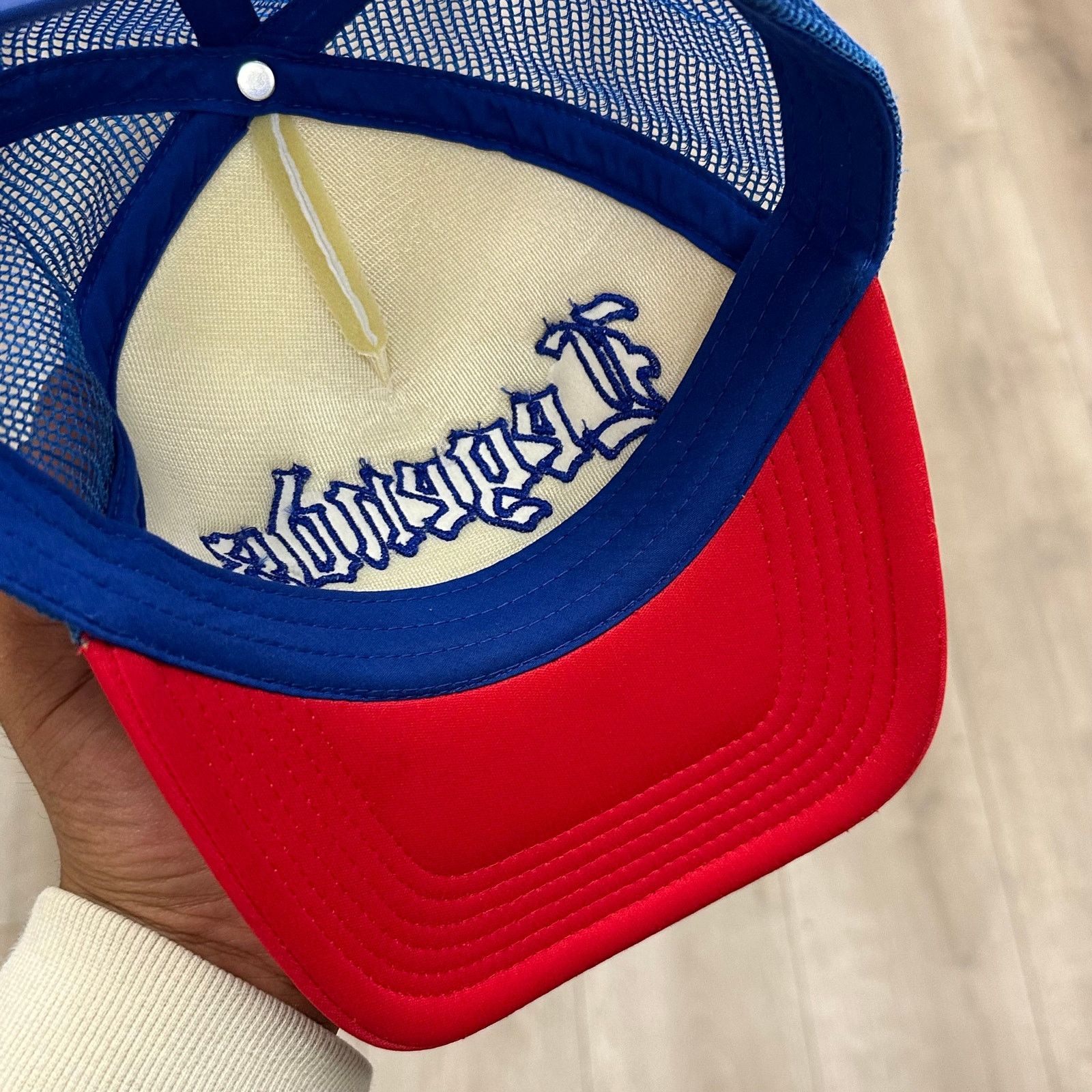 Stussy Legends Old English Red White Blue Trucker Hat Cap Size ONE SIZE - 5 Thumbnail