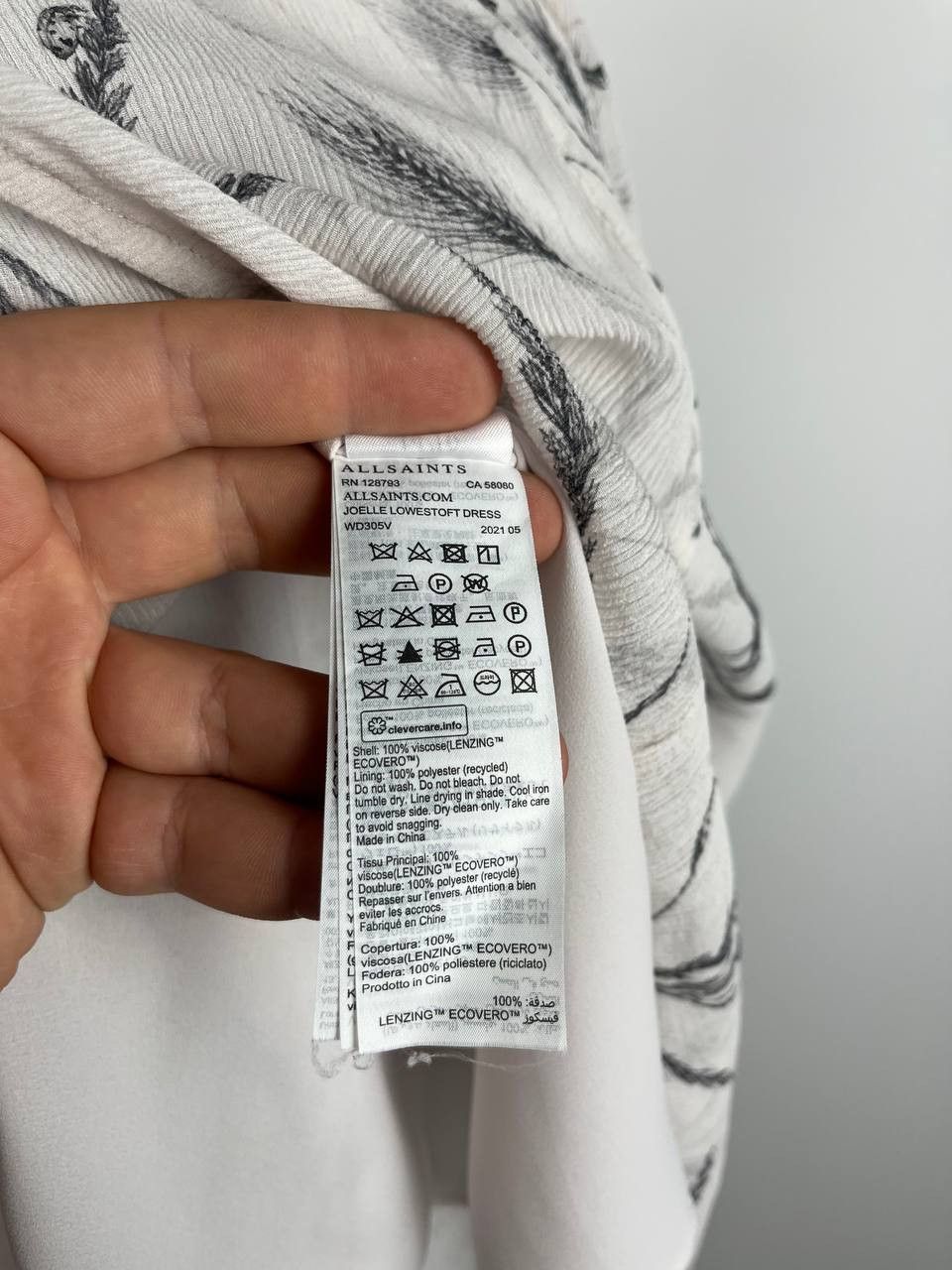 Allsaints AllSaints Joelle Lowestoft Maxi Dress White Wheat Print Size L / US 10 / IT 46 - 10 Thumbnail