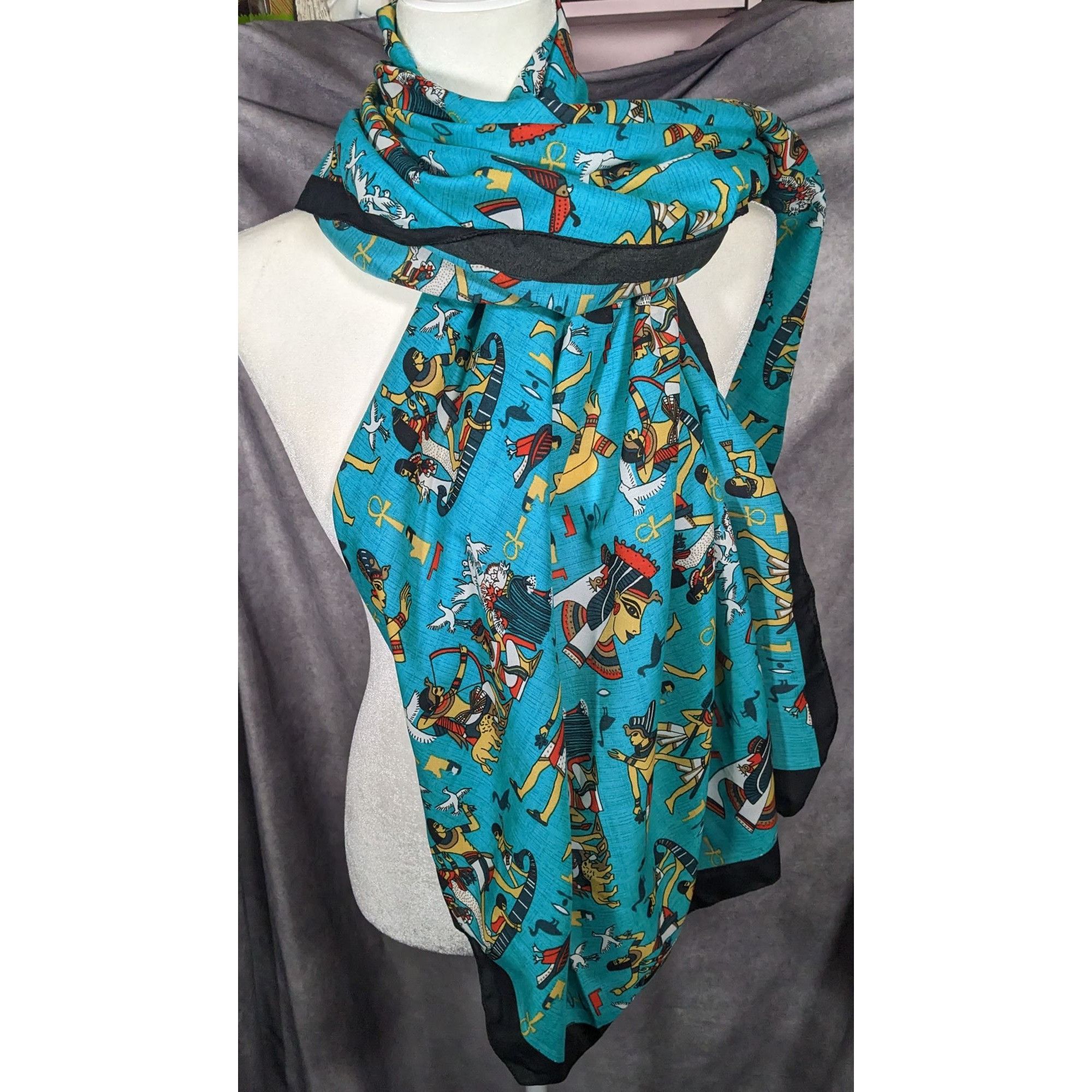 Other Vintage Teal Egyptian Souvenir Ehab Scarf Size ONE SIZE - 13 Thumbnail
