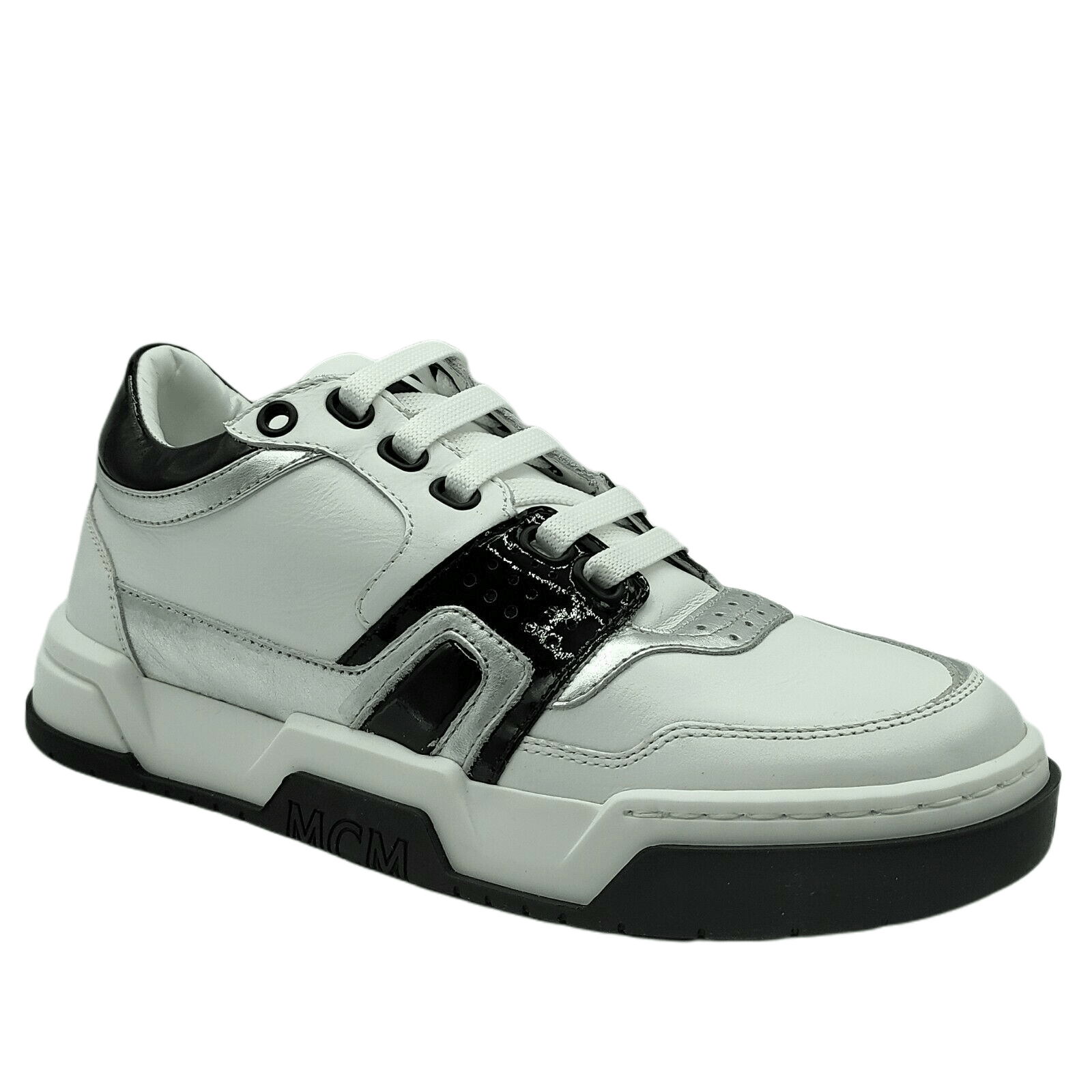 MCM Women's White Leather Visetos Low-top Sneaker EU 36/US 6 Size US 6 / IT 36 - 1 Thumbnail