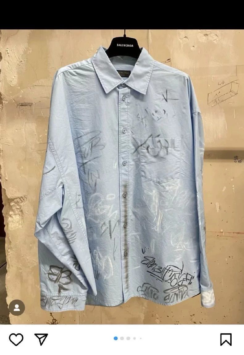 Balenciaga Balenciaga 24fw graffiti mud dye spray painted long sleeved Size US S / EU 44-46 / 1 - 2 Thumbnail
