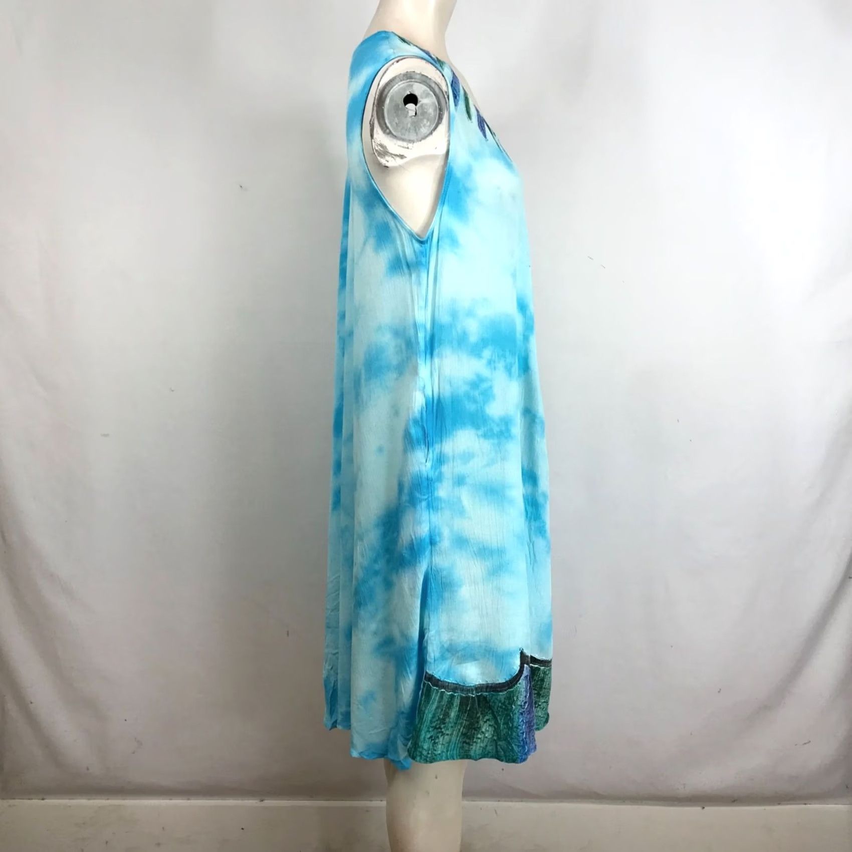 Vintage SAKKAS BUTTERFLY DRESS BLUE ONE SIZE ROUND NECK SLEEVELESS WOMEN'S Size ONE SIZE - 5 Thumbnail