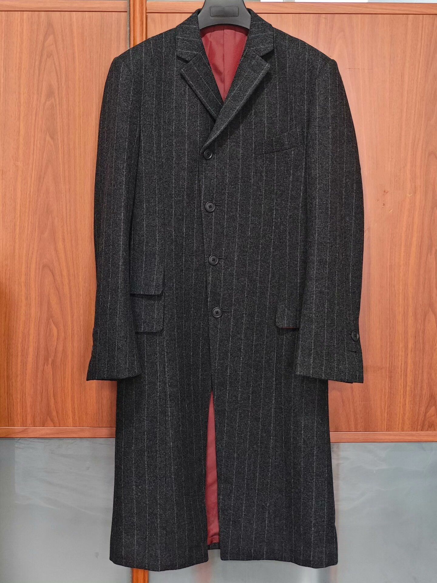 Yuji Yamada Yuji Yamada Wool Overcoat with Stripes Size US L / EU 52-54 / 3 - 1 Thumbnail