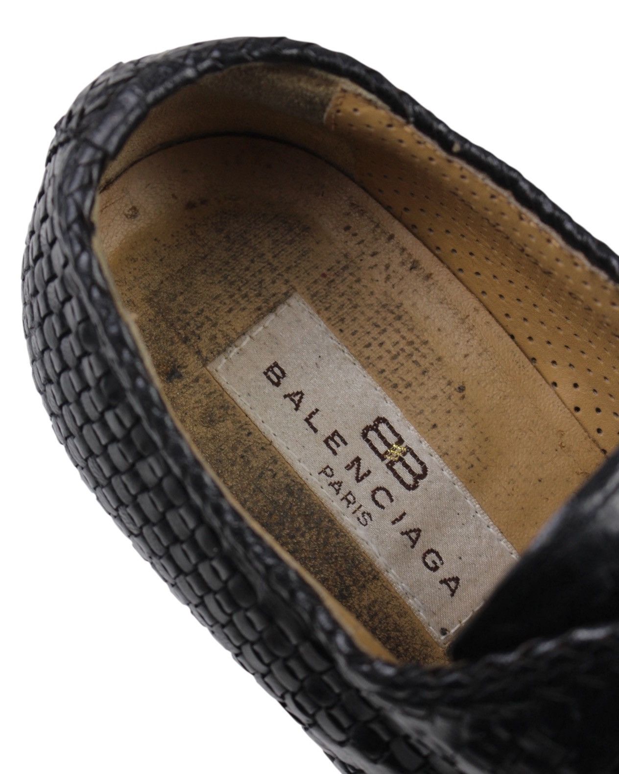 1990S BALENCIAGA PARIS WOVEN LEATHER DERBY