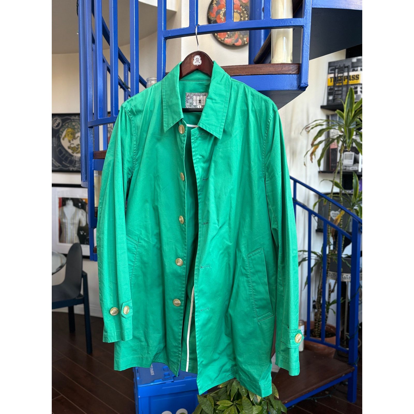 Takeo Kikuchi Takeo Kikuchi Green Lightweight Trench Coat (XL) Size US XL / EU 56 / 4 - 2 Thumbnail