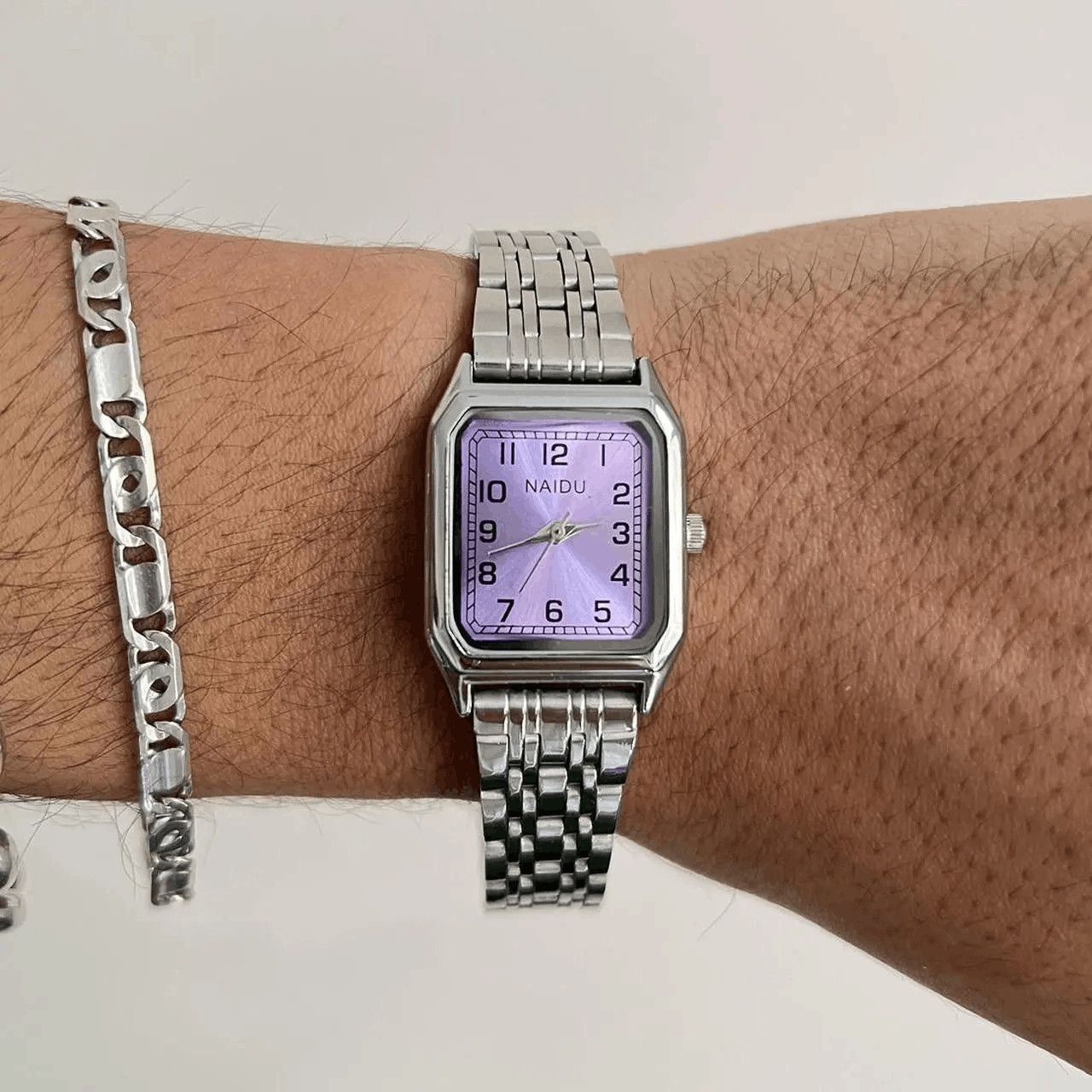 Jewelry 2000s vintage style rectangle stainless steel quartz watch Size ONE SIZE - 7 Thumbnail