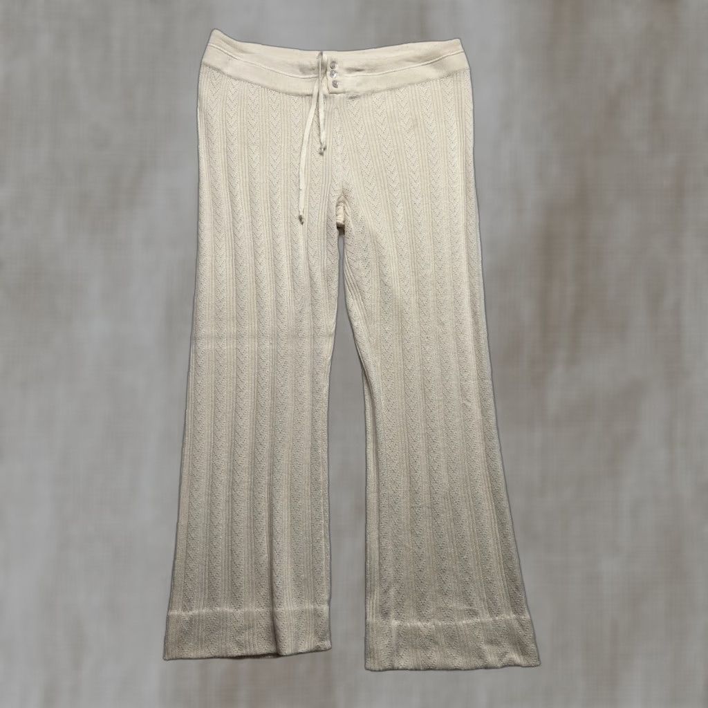 Old Navy Old Navy Women's Pants Jogger L Ivory Knit Cotton Waffle Flat Front Elastic Waist Casual NYC-? Size 36" / US 14 / IT 50 - 1 Thumbnail