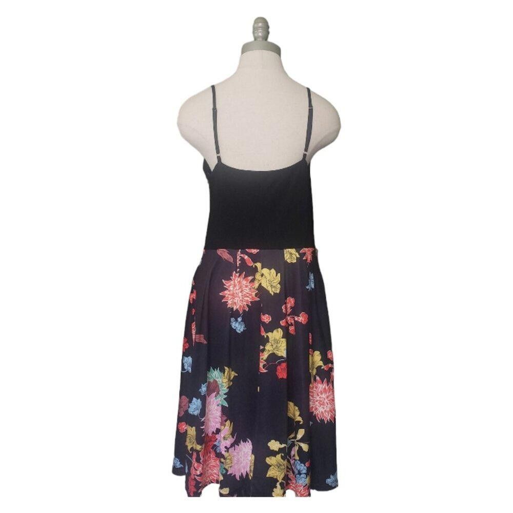 Designer CT1451 Yathon Black Floral Spaghetti Strap Dress Size L / US 10 / IT 46 - 4 Thumbnail