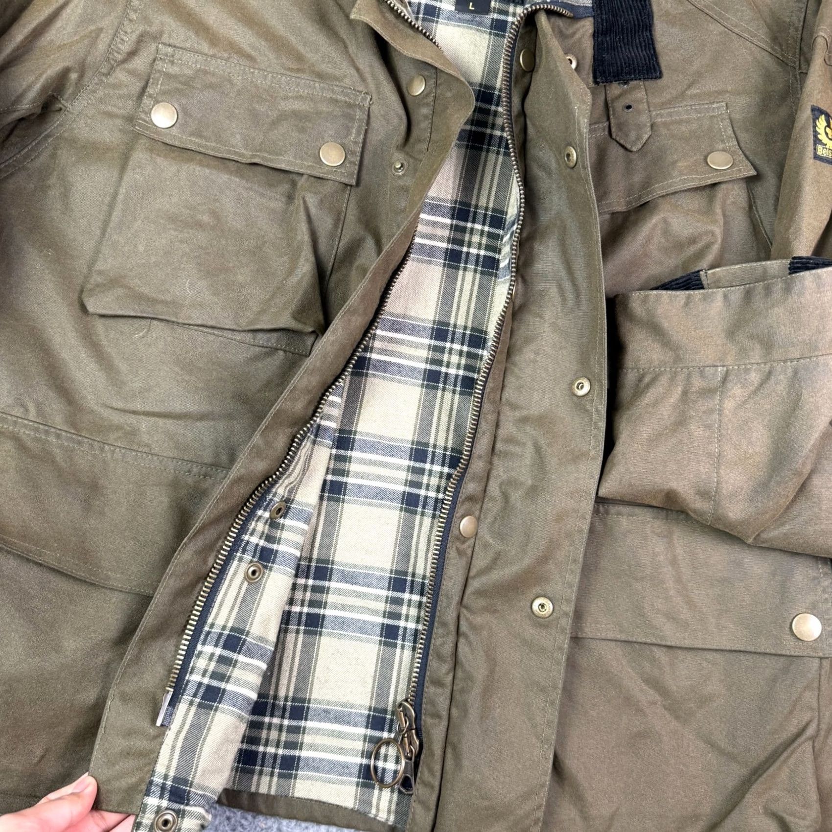 Belstaff Belstaff Fieldmaster Waxed Jacket Mens Large Olive Belted Cotton Italy Size US L / EU 52-54 / 3 - 4 Thumbnail