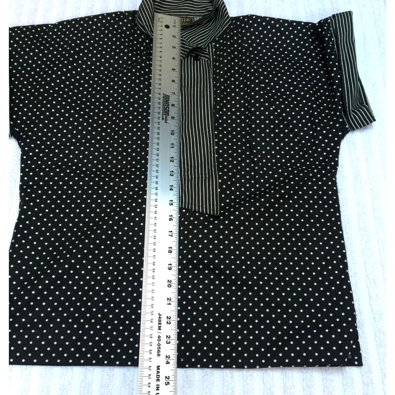 Vintage VINTAGE Pogia by S. Polimeni Womens Black White Polka Dot Shawl Collar Blouse 6 Size M / US 6-8 / IT 42-44 - 7 Thumbnail