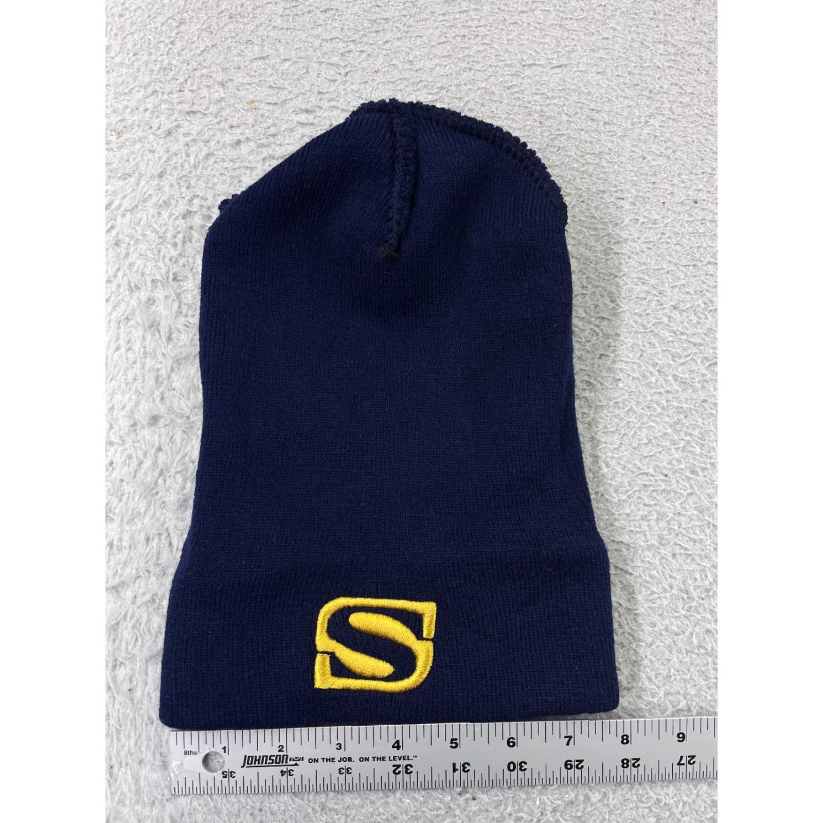 Vintage VINTAGE Beanie Hat Men Adult One Size Blue Yellow Embroidered Letter S Knit Acrylic Ski - Mens Beanie Size ONE SIZE - 4 Thumbnail