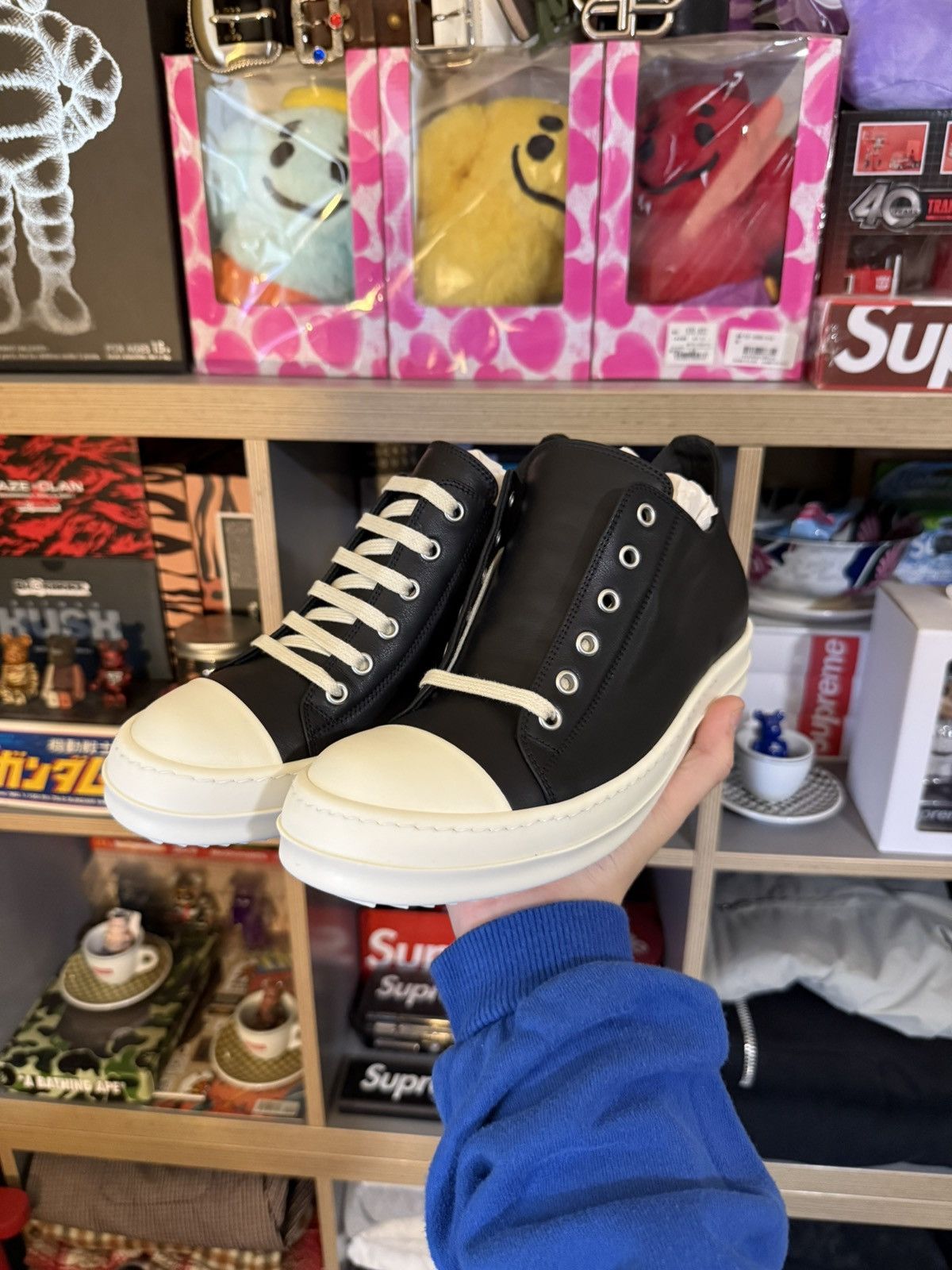 Rick Owens Rick Owens Black Leather Ramone Mainline Sneaker Size US 5.5 / EU 38 - 1 Thumbnail