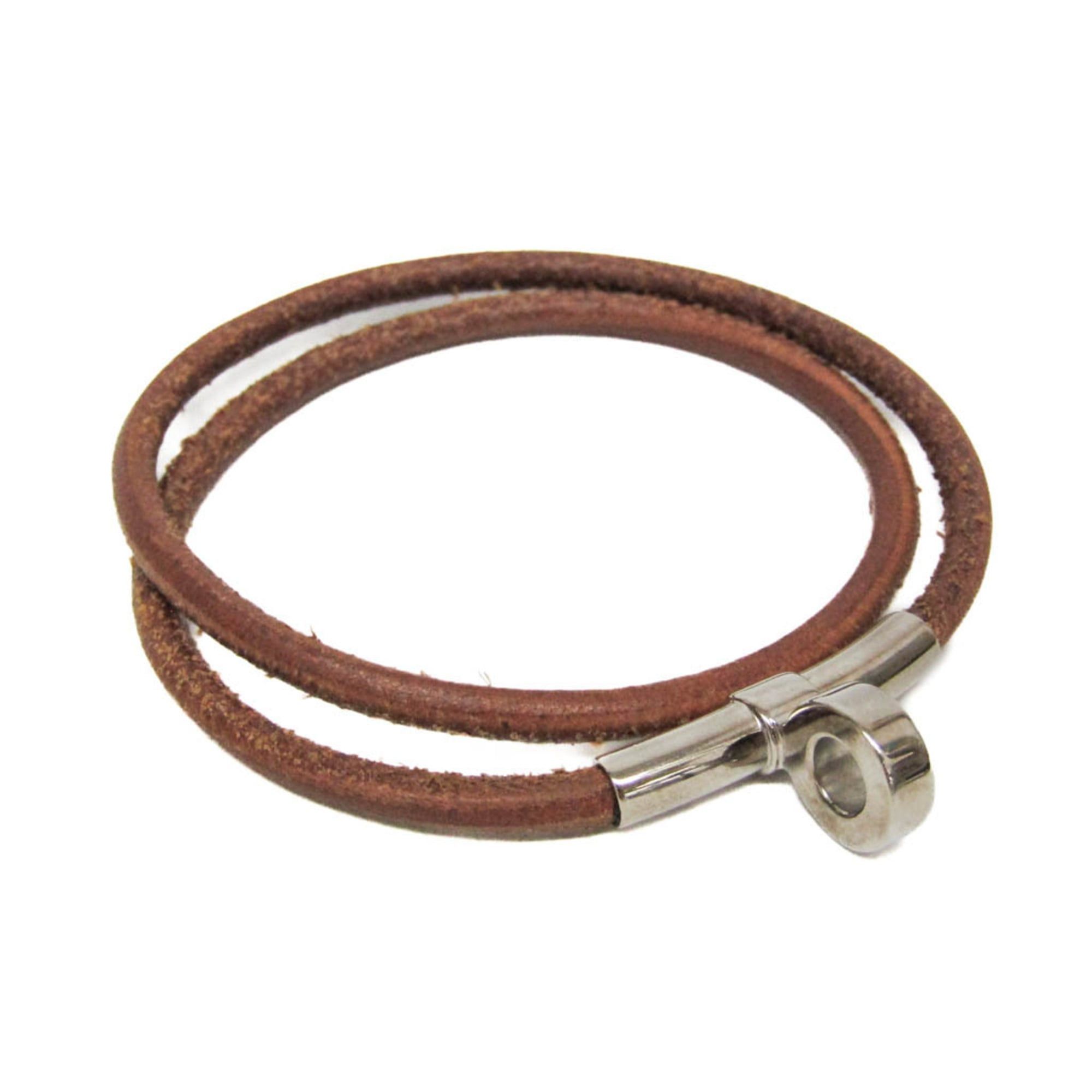 Hermes Hermes Kite Choker Leather,Metal Bangle Silver,Brown Size ONE SIZE - 1 Thumbnail