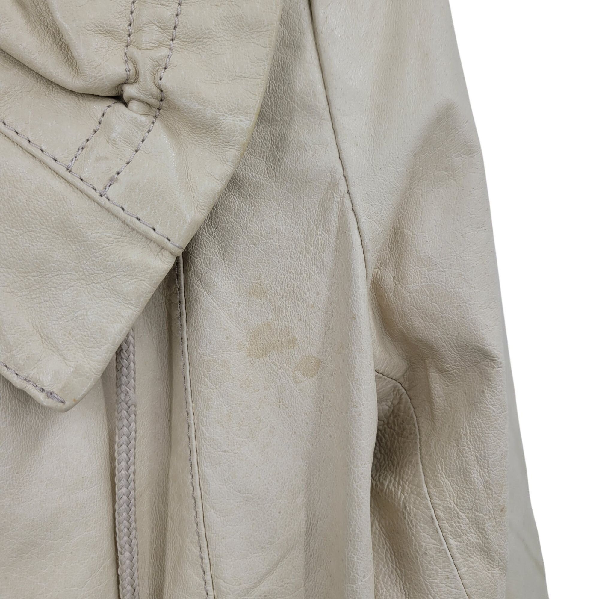 Danier 90s Vintage Ruffle Collar Buttery Leather Jacket Coat XS Cre Size XS / US 0-2 / IT 36-38 - 14 Thumbnail
