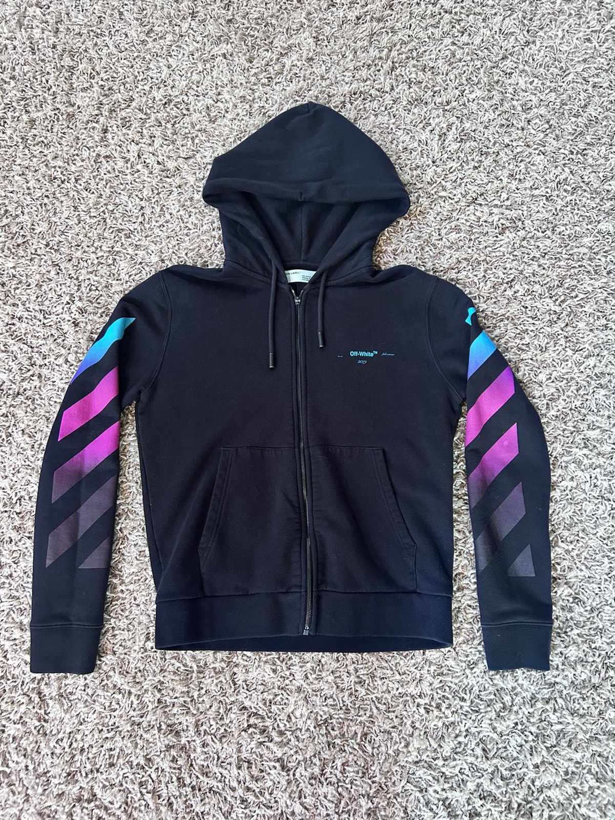 Off white black sales gradient zipped hoodie