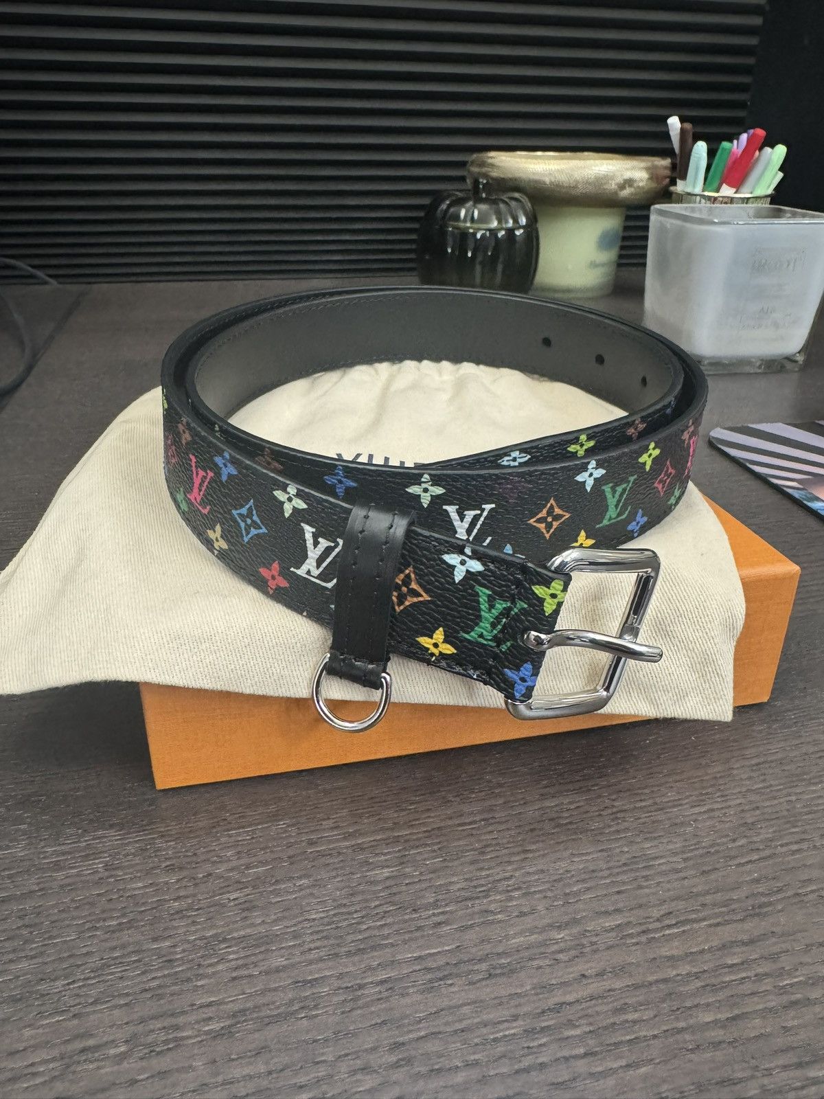Louis Vuitton × Takashi Murakami 25' Black Monogram / D-Ring