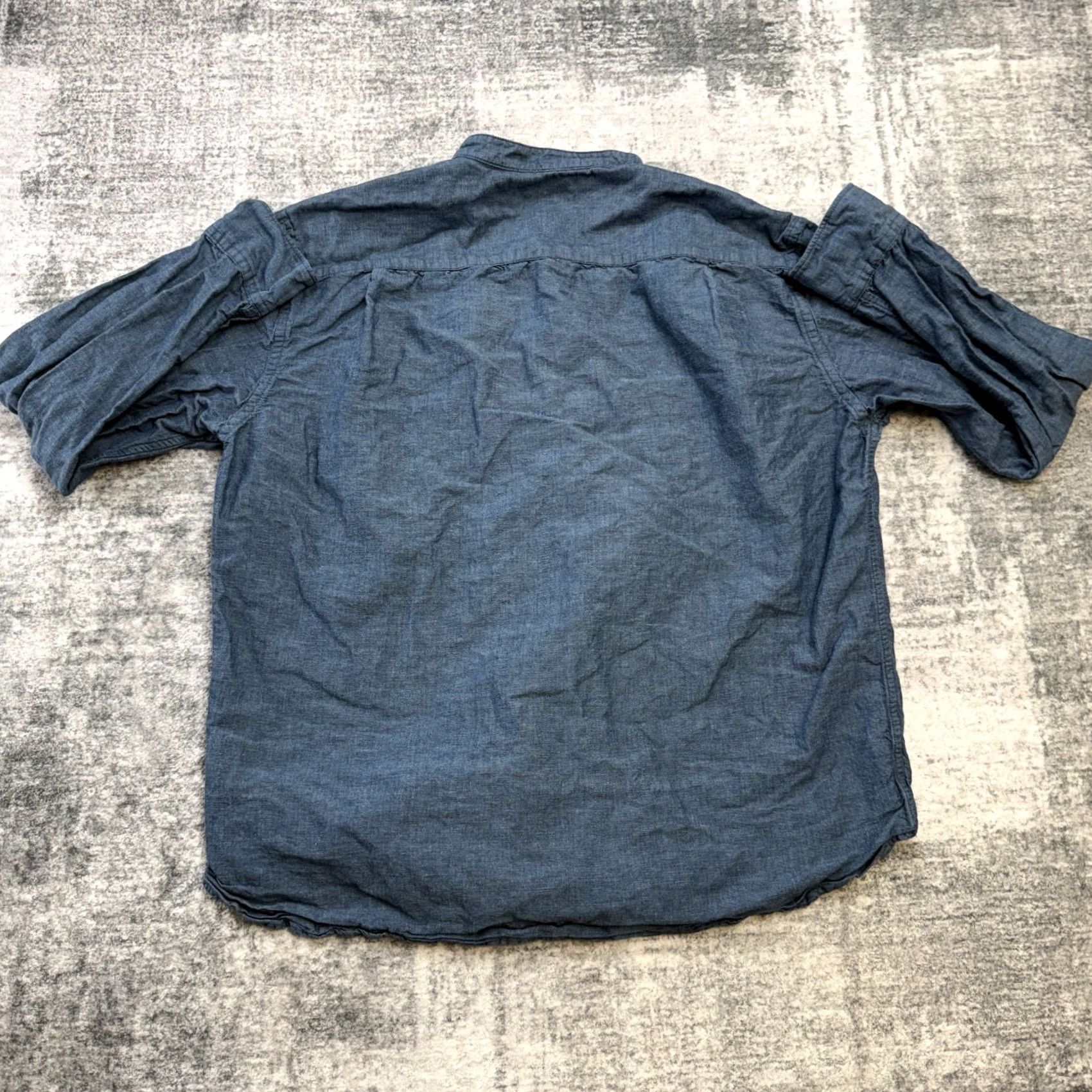 Uniqlo Uniqlo Shirt Mens Medium Blue Linen Cotton Band Collar Button Up Preppy Casual Size US M / EU 48-50 / 2 - 5 Thumbnail