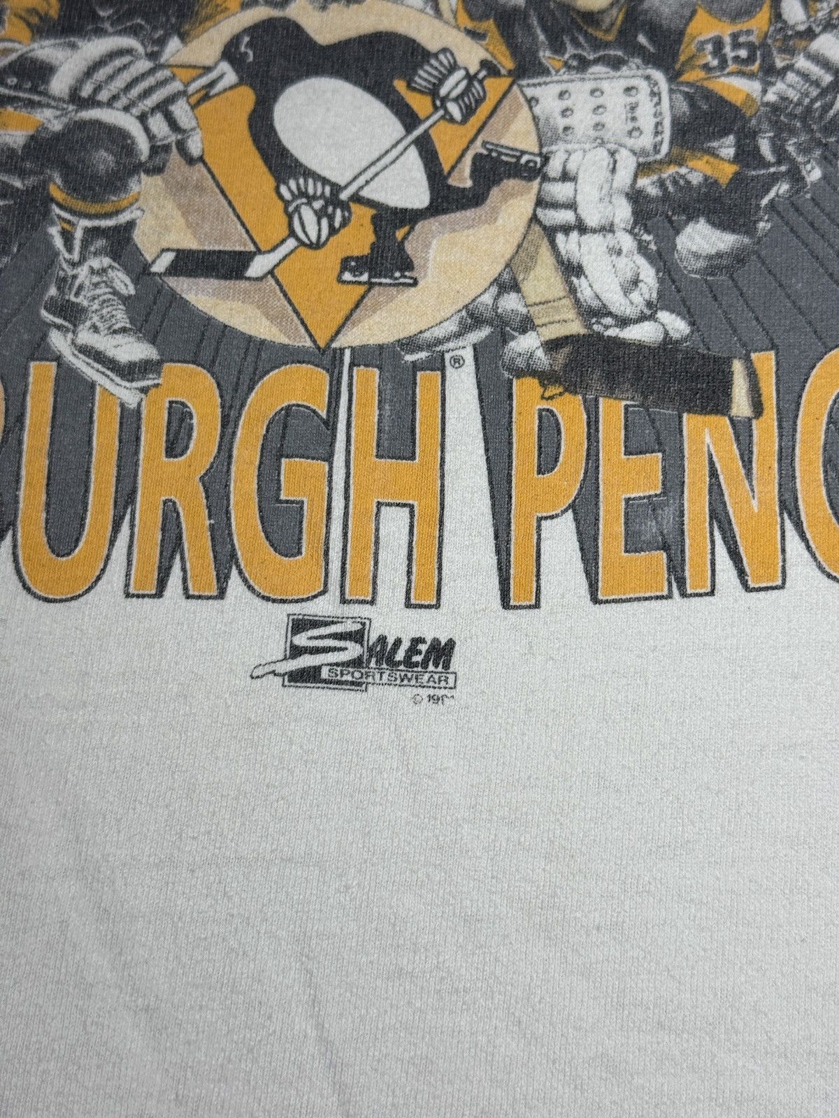 Salem Sportswear Vintage 90s Pittsburgh Penguins Champions Caricature Shirt Size US L / EU 52-54 / 3 - 4 Thumbnail