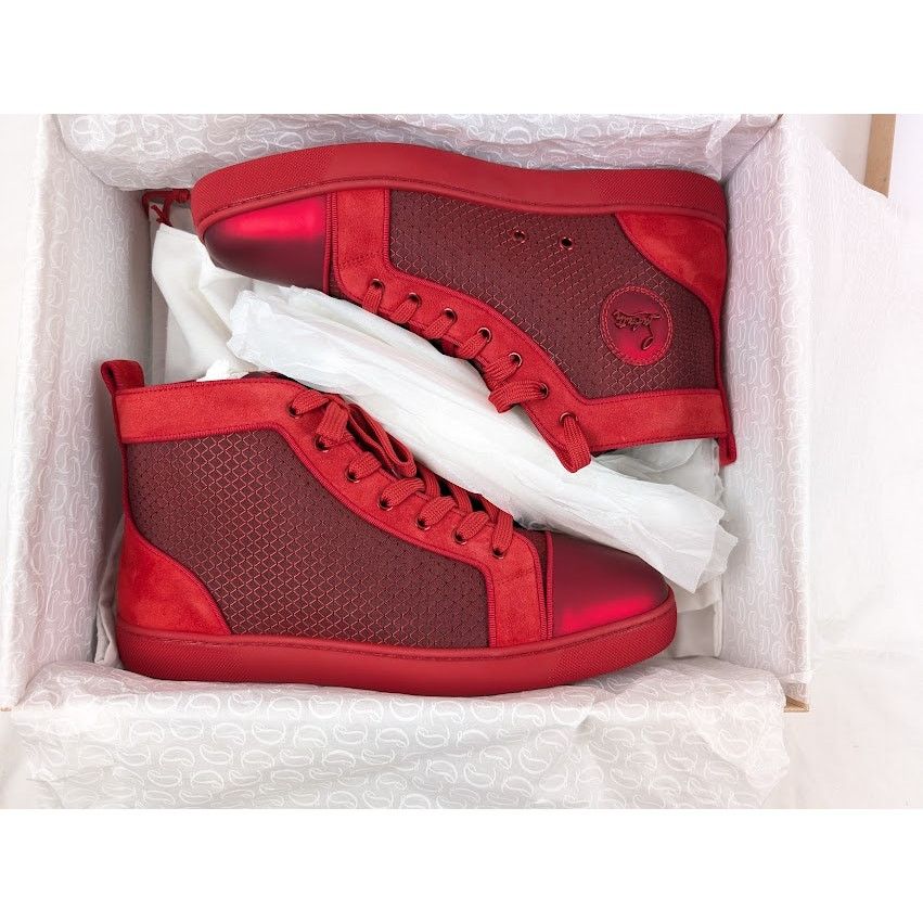 Christian Louboutin o1rshd1 Louis Orlato Flat Hi-Top Sneakers in Loubi Size US 12 / EU 45 - 13 Thumbnail