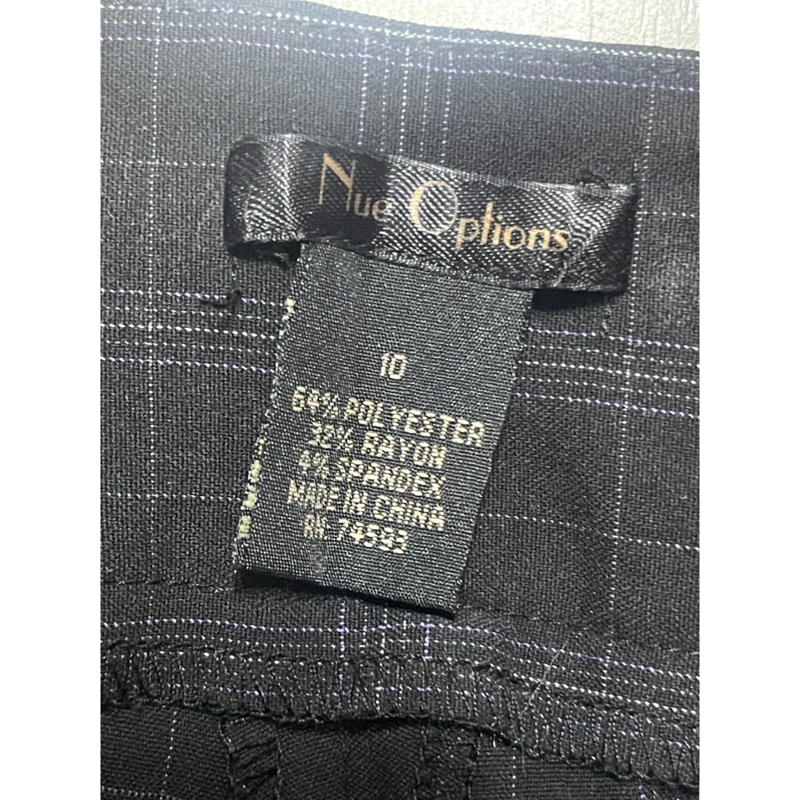 Vintage Nue Options Pants Women's Size 10 Black Plaid Dress Pants Flared Leg Flat Front Regular Inseam 29.5 in Pants Womens Size 32" / US 10 / IT 46 - 4 Thumbnail