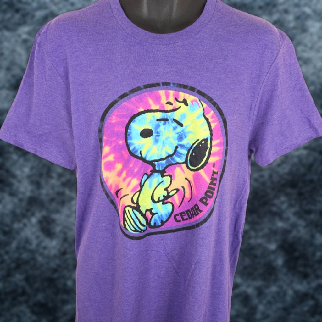 Peanuts Peanuts Cedar Point Snoopy T Shirt Mens Medium Purple Amusement Park Tie Dye (Sandusky Ohio) Size US M / EU 48-50 / 2 - 1 Thumbnail