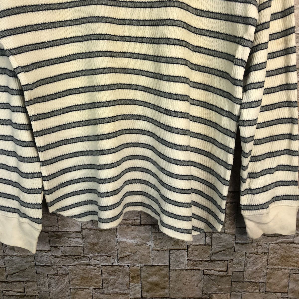 Homespun Knitwear × Japanese Brand × OVER THE STRiPES Relume black White Stripe Knitwear like kurt cobain #A931 Size US M / EU 48-50 / 2 - 6 Thumbnail