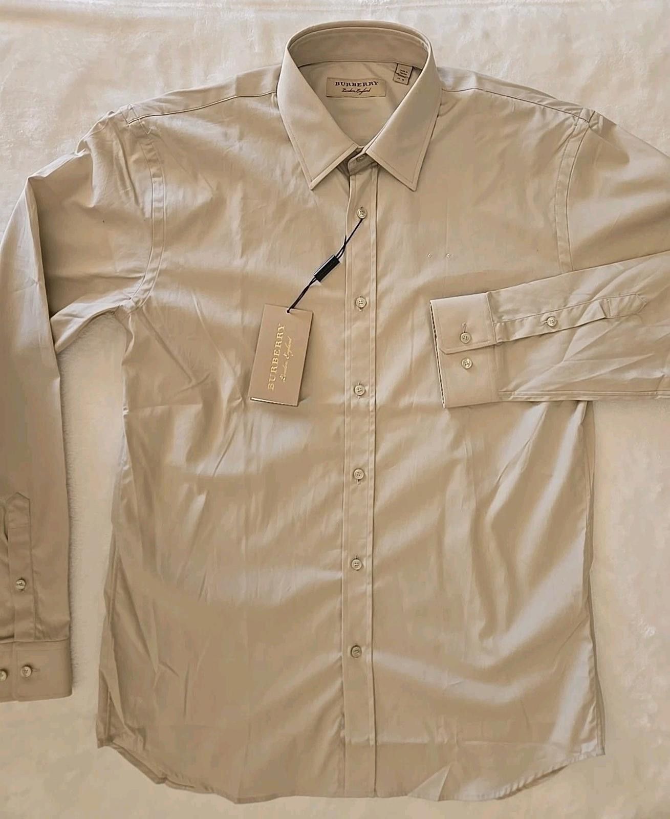 Burberry NWT Mens S Burberry Button Up Long Sleeve Stone Slim 15 - 38 Size US S / EU 44-46 / 1 - 2 Thumbnail