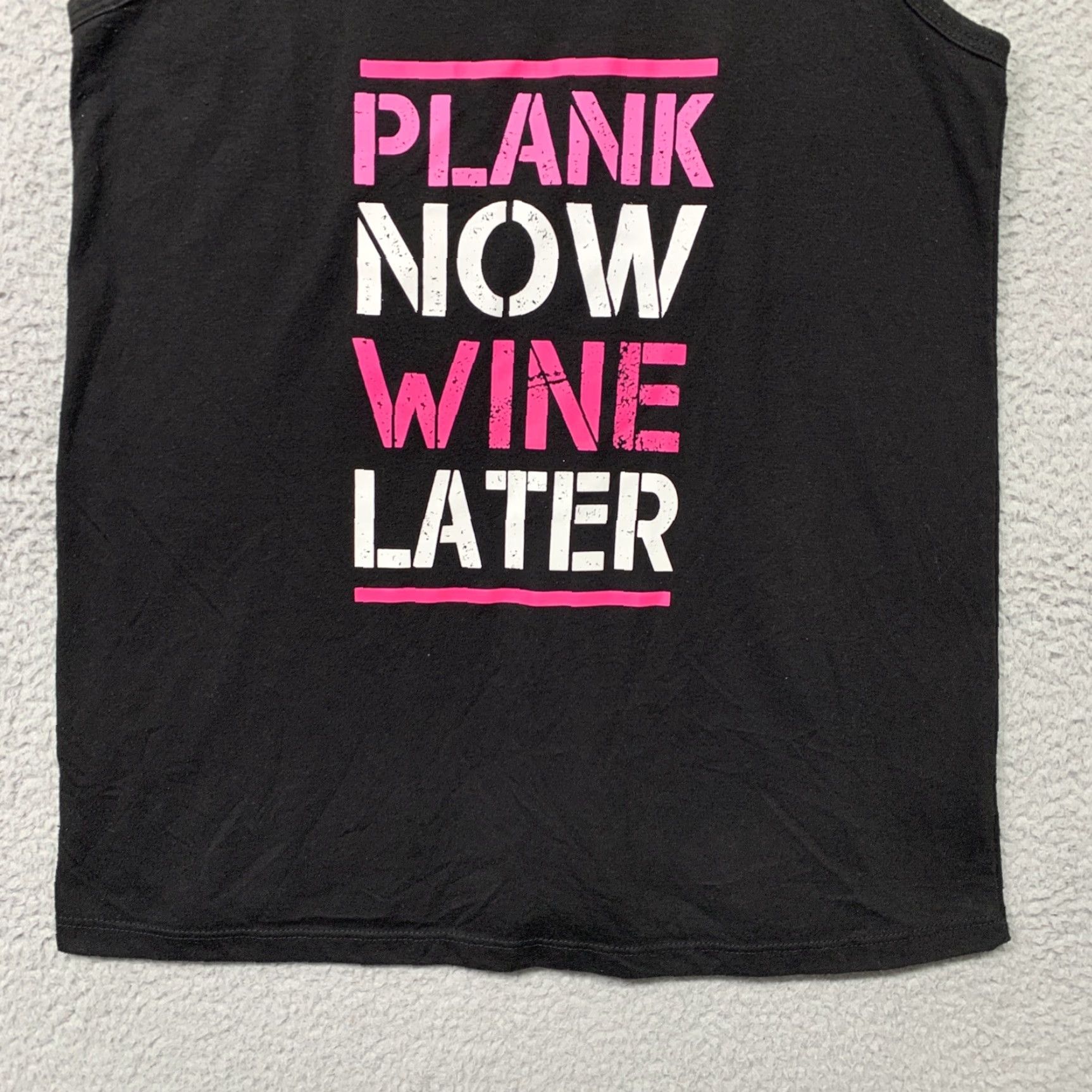 Athletic Works Athletic Works Racerback Tank Top Women M (8-10) Black "Plank Now Wine Later" Activewear Tank Size M / US 6-8 / IT 42-44 - 3 Thumbnail