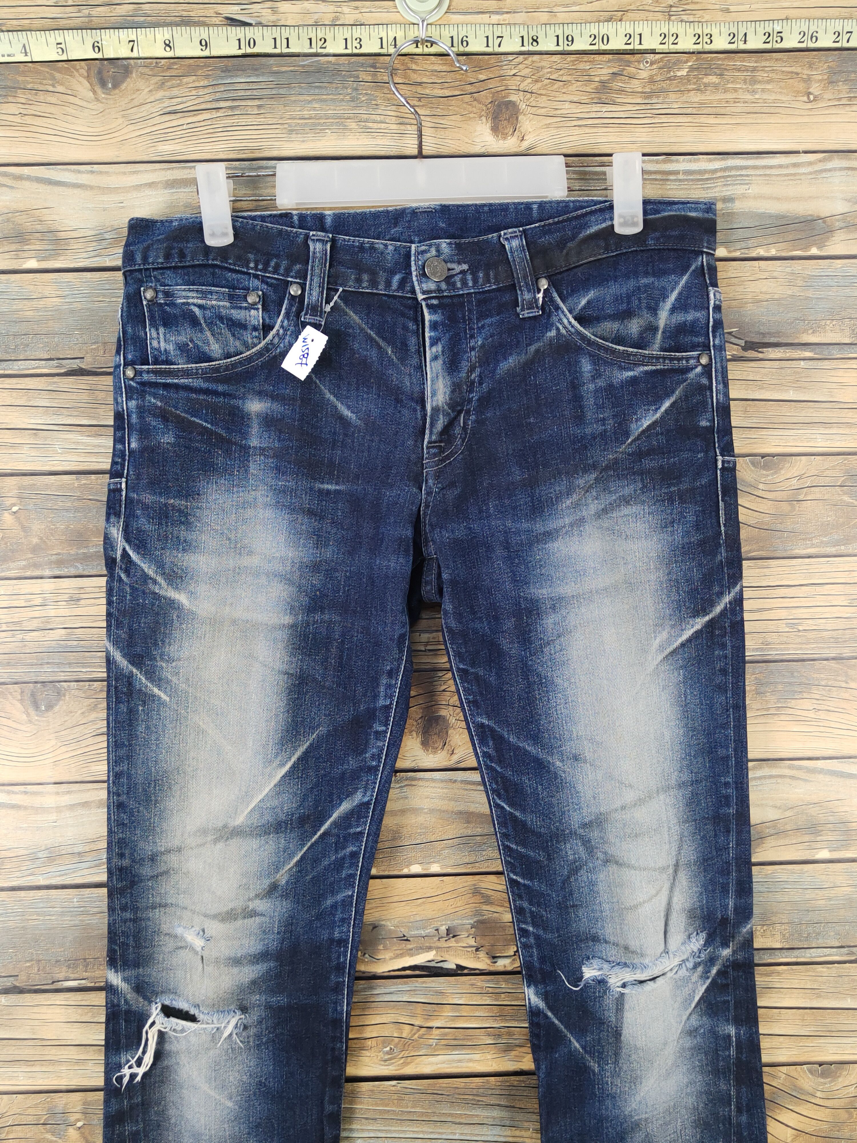 Tornado Mart Tornado Mart Dark Blue Distressed Ripped denim Jeans #W1587 Size US 32 / EU 48 - 2 Thumbnail
