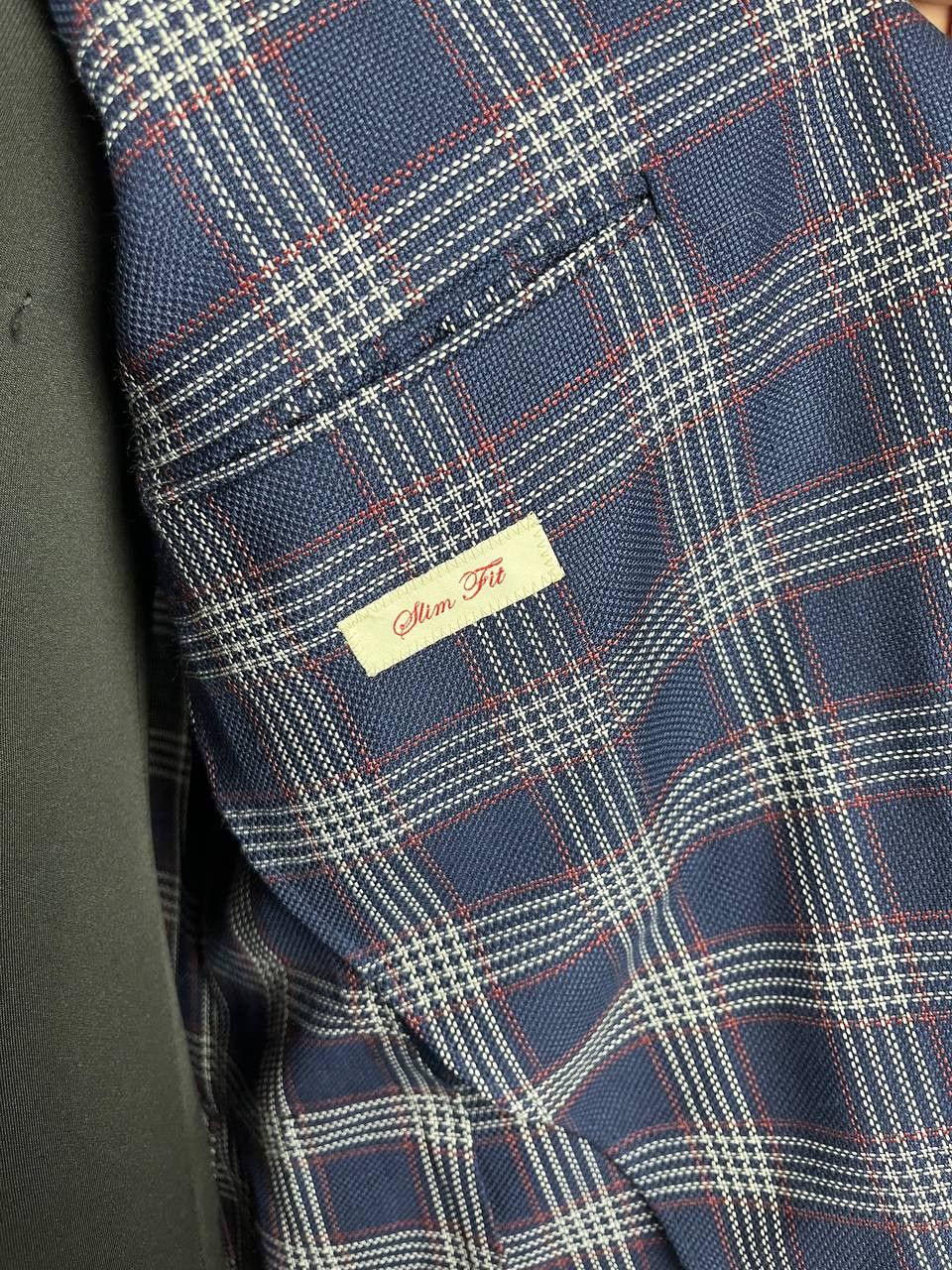 L.B.M. 1911 L.B.M. 1911 Tailored Limited Edition Blue Plaid Blazer Size 42S - 11 Thumbnail
