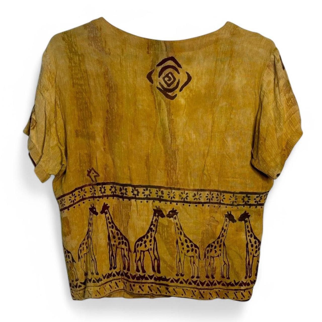 Vintage Vintage Yellow Giraffe Cropped Flowy Button-Up Shirt Size M / US 6-8 / IT 42-44 - 5 Thumbnail