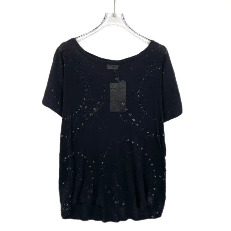 Yves Saint Laurent YSL Black Cotton T-Shirt for Women 0089 Size XS / US 0-2 / IT 36-38 - 1 Thumbnail