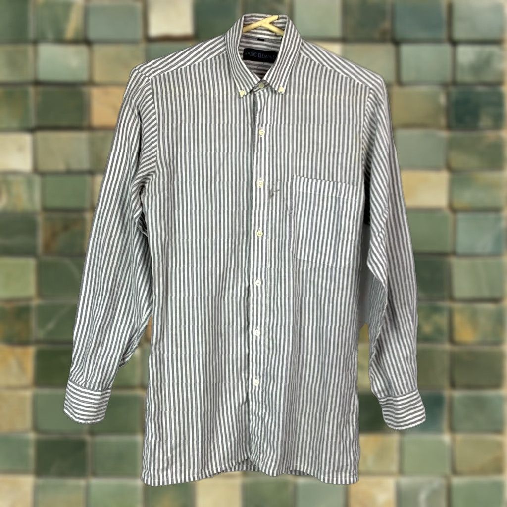 Vintage VINTAGE Basic Elements Shirt Mens Small Gray White Stripe Button-Down Long Sleeve 90s Size US S / EU 44-46 / 1 - 1 Thumbnail